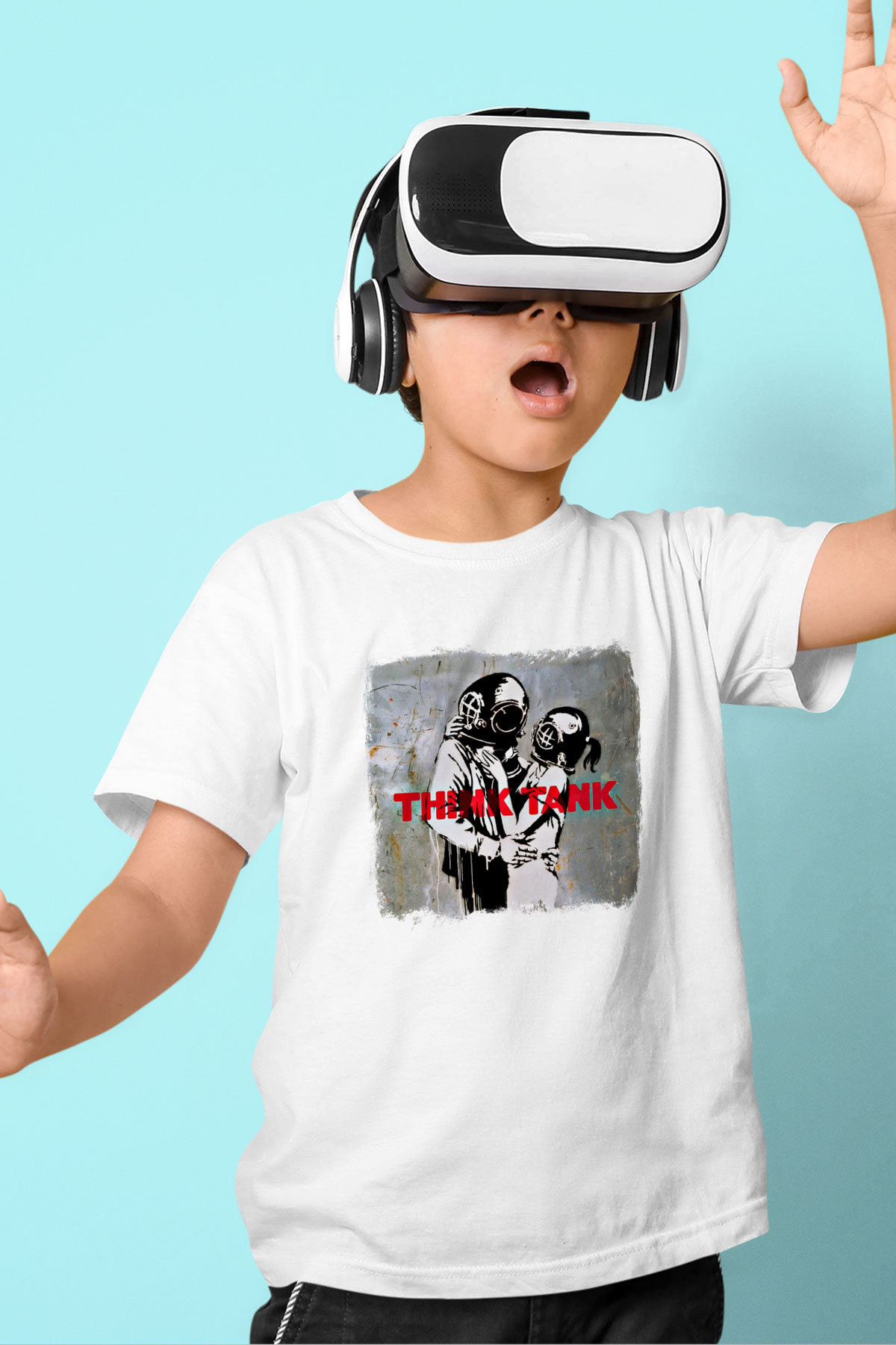 Blur Baskılı Unisex Beyaz Çocuk Tişört