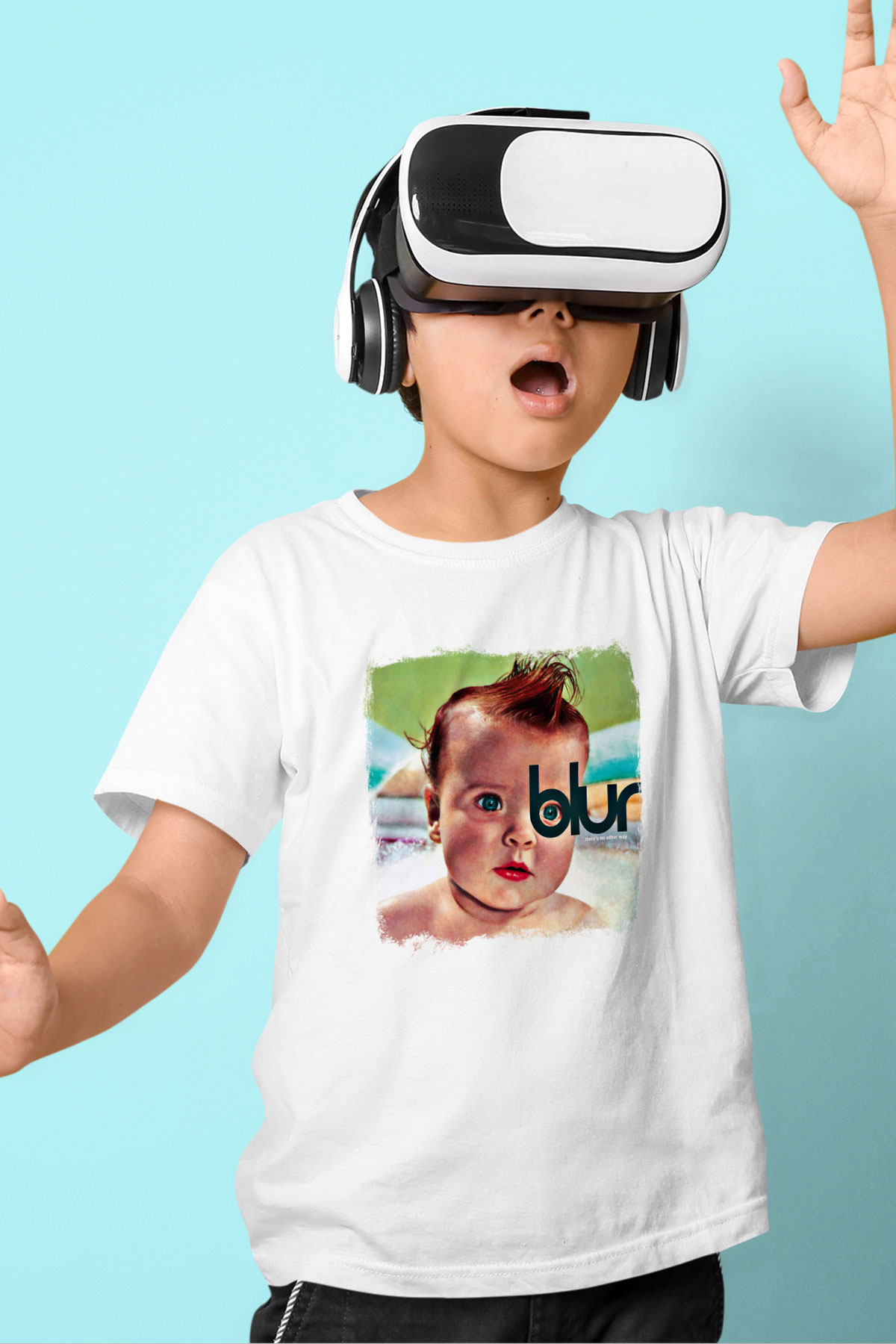 Blur Baskılı Unisex Beyaz Çocuk Tişört