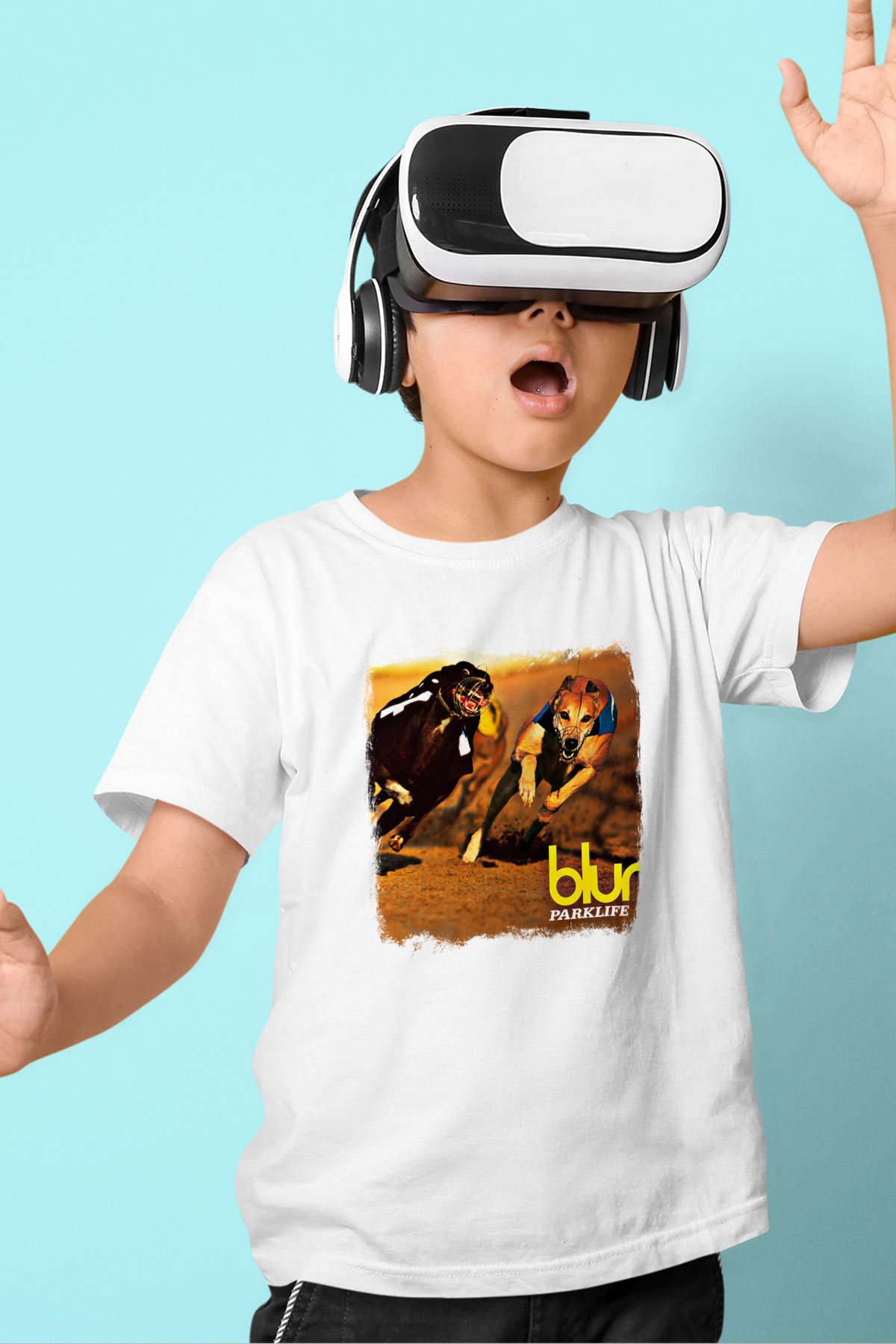 Blur Baskılı Unisex Beyaz Çocuk Tişört
