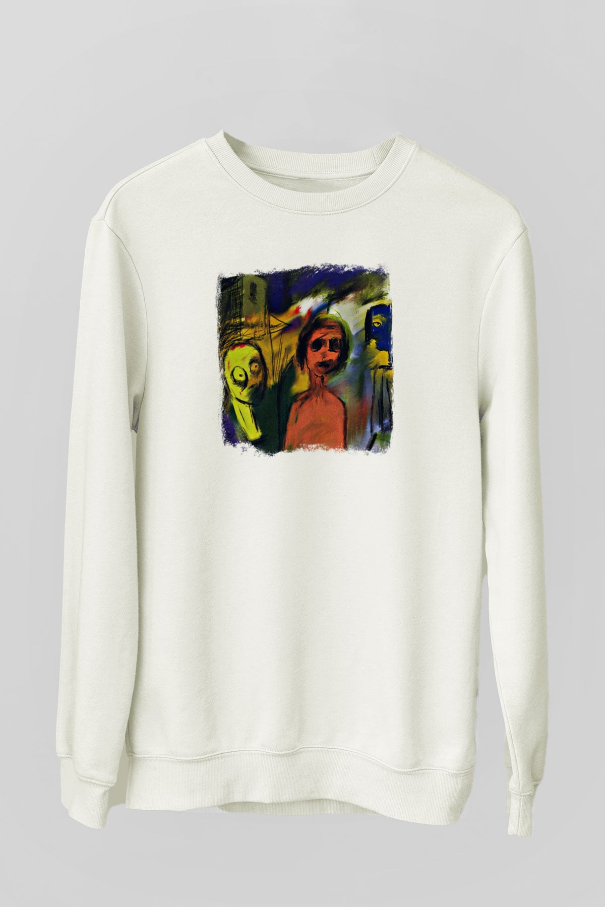 Blur Baskılı Unisex Beyaz Sweatshirt
