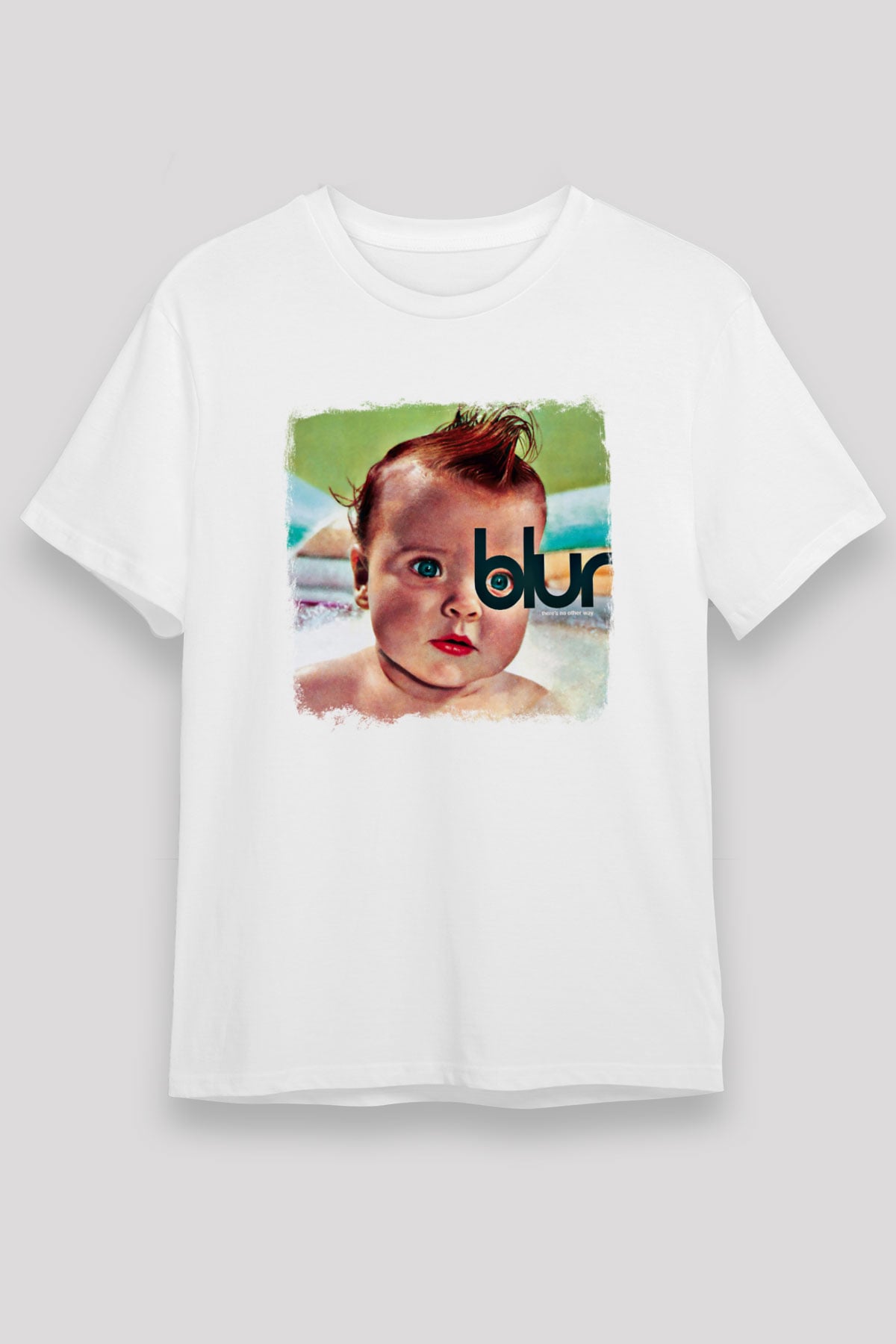Blur Baskılı Unisex Beyaz Tişört