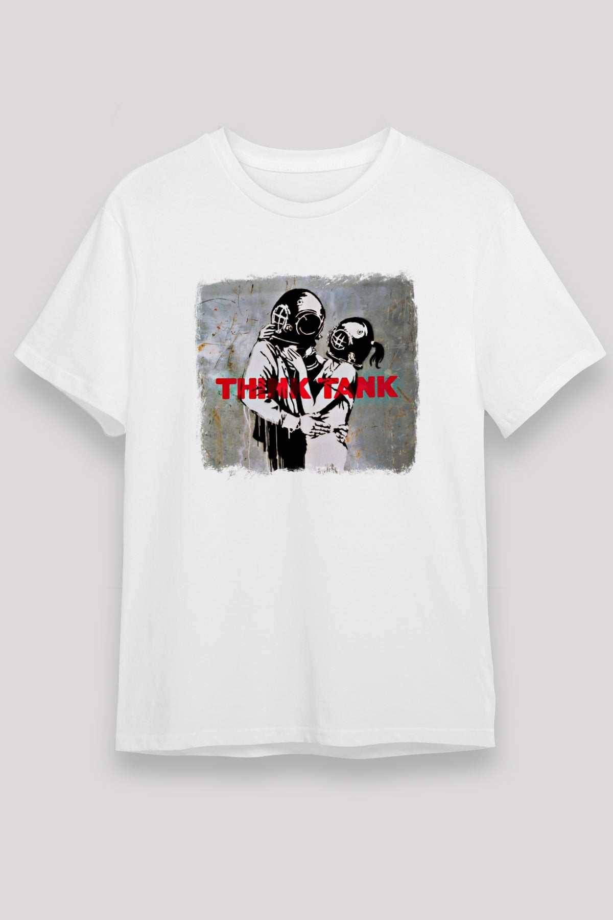 Blur Baskılı Unisex Beyaz Tişört