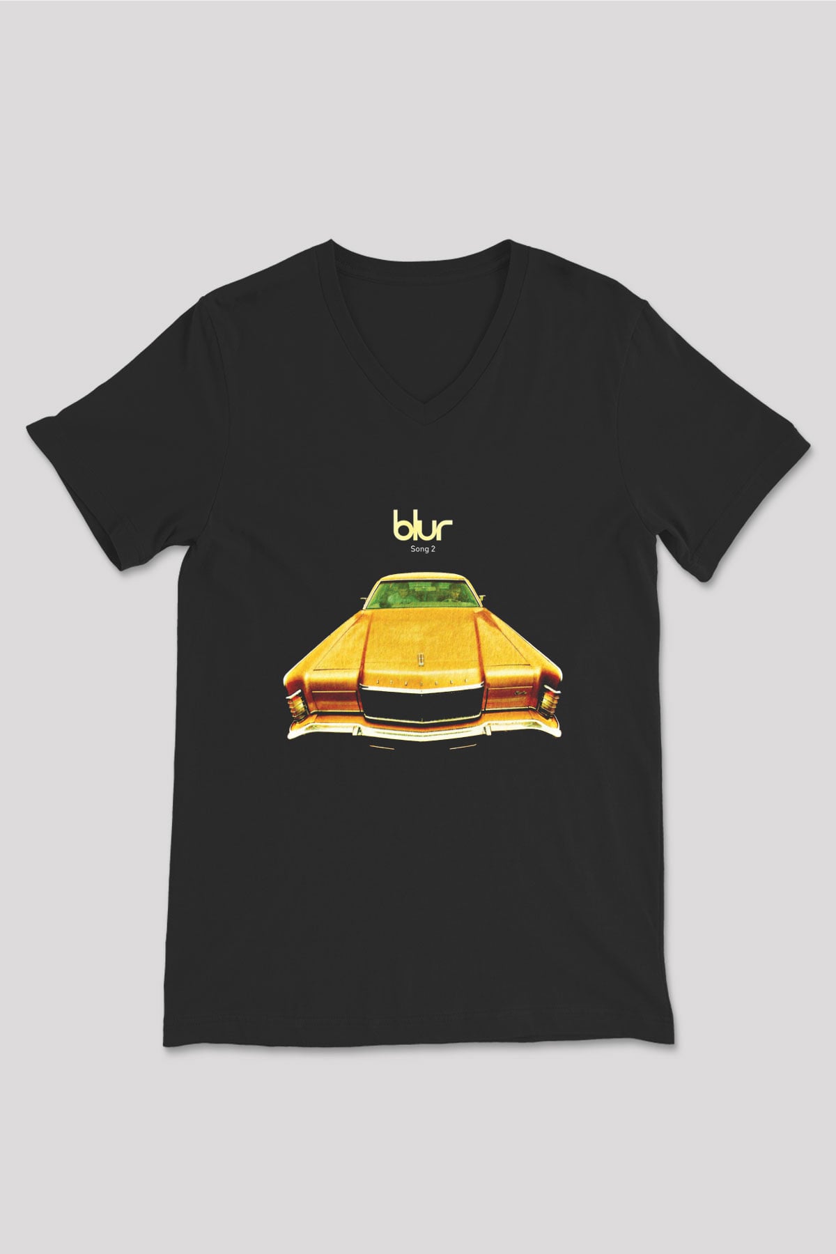 Blur Baskılı Unisex Siyah V Yaka Tişört