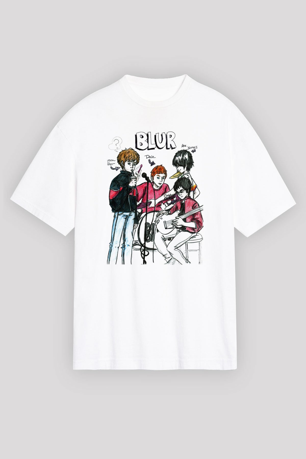 Blur Beyaz Unisex Oversize Tişört T-Shirt