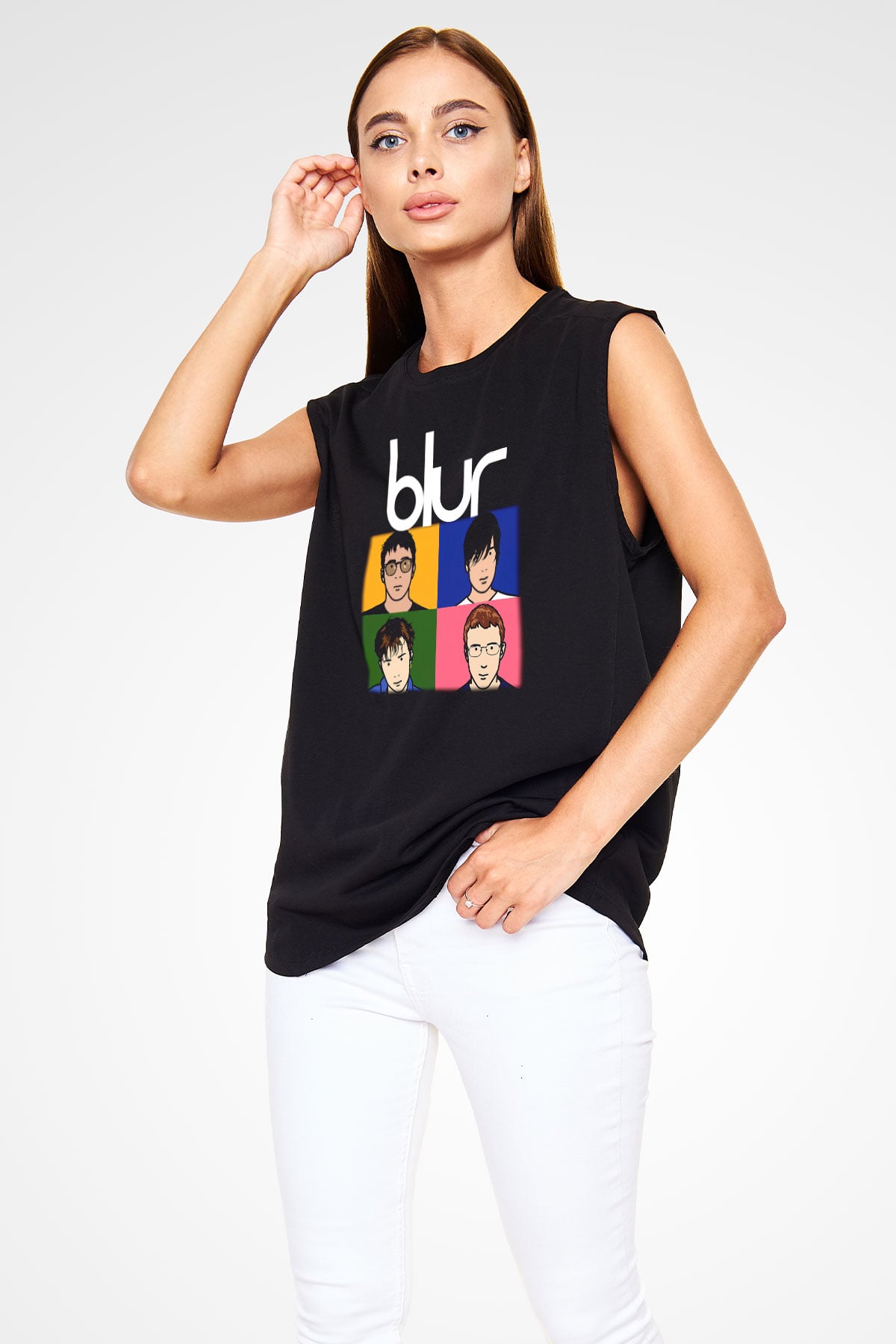 Blur Siyah Unisex Kolsuz Tişört