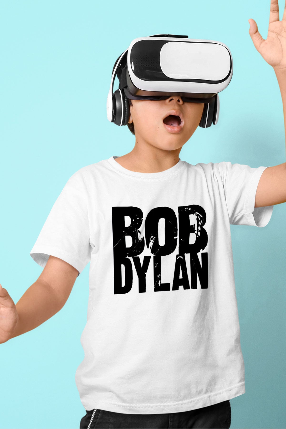 Bob Dylan Baskılı Beyaz Unisex Çocuk Tişört