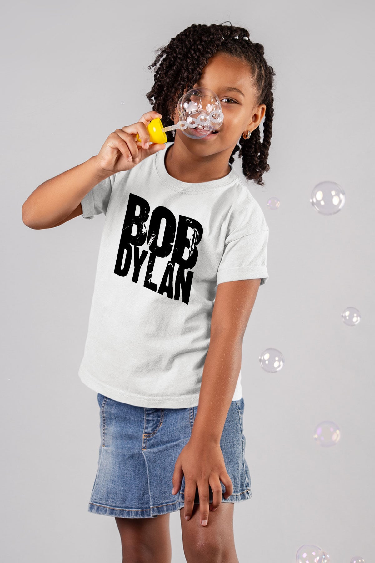 Bob Dylan Baskılı Beyaz Unisex Çocuk Tişört