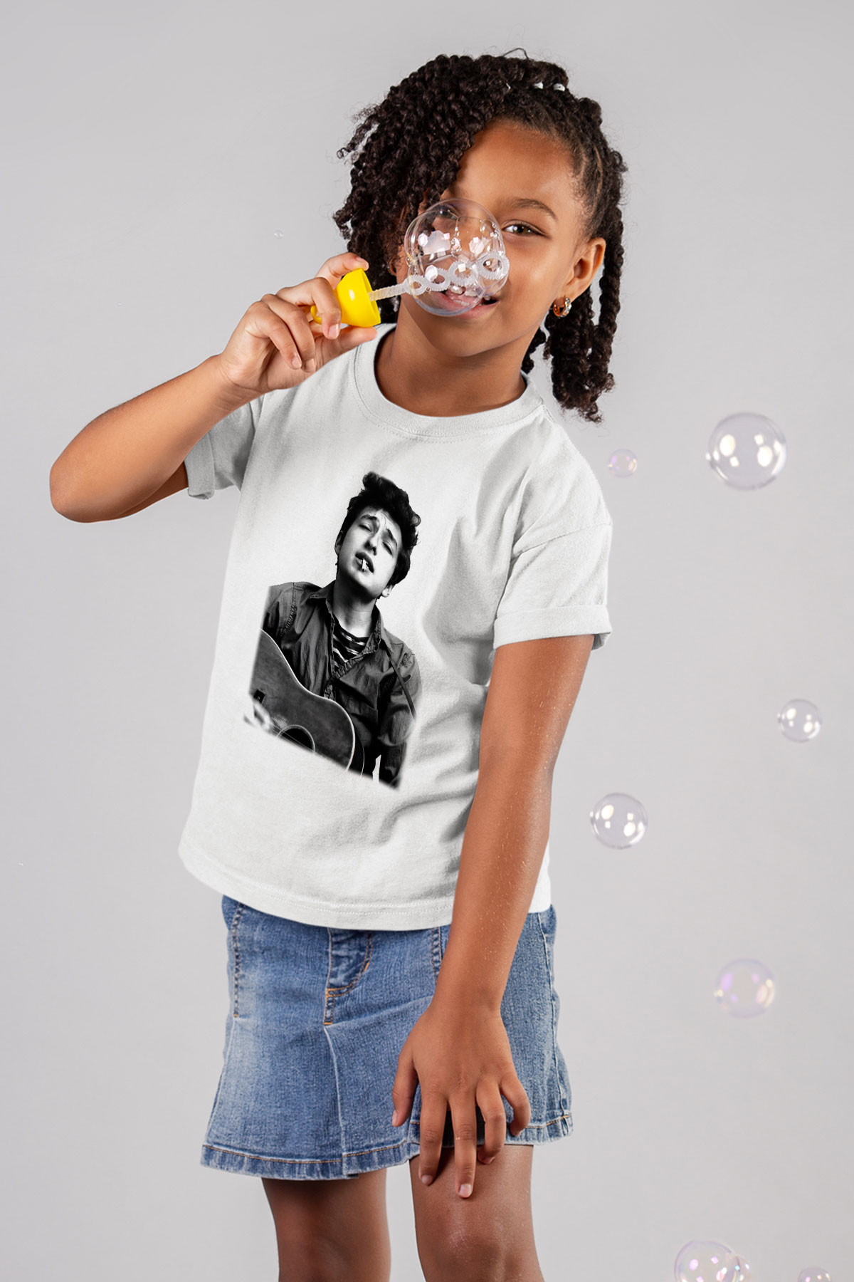 Bob Dylan Baskılı Beyaz Unisex Çocuk Tişört