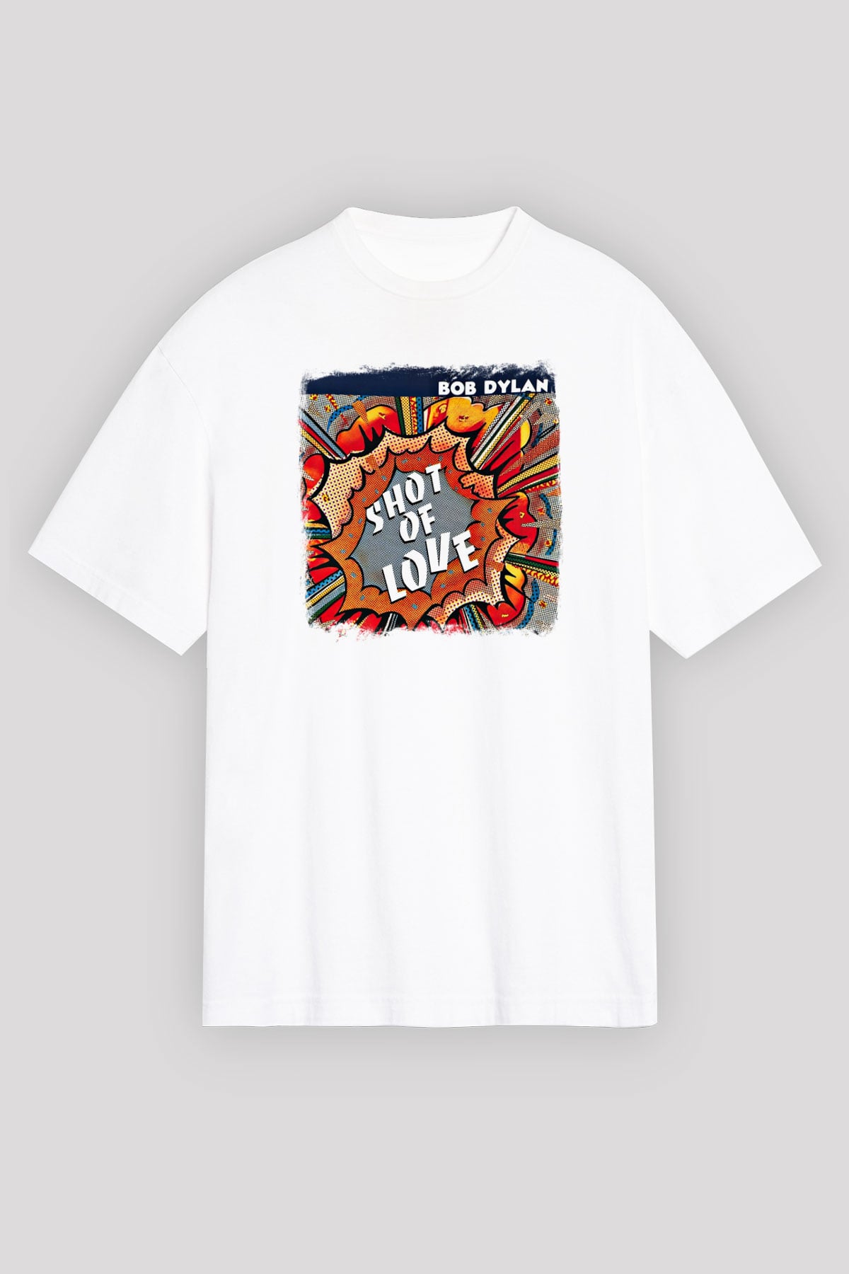 Bob Dylan Baskılı Unisex Beyaz Oversize Tişört