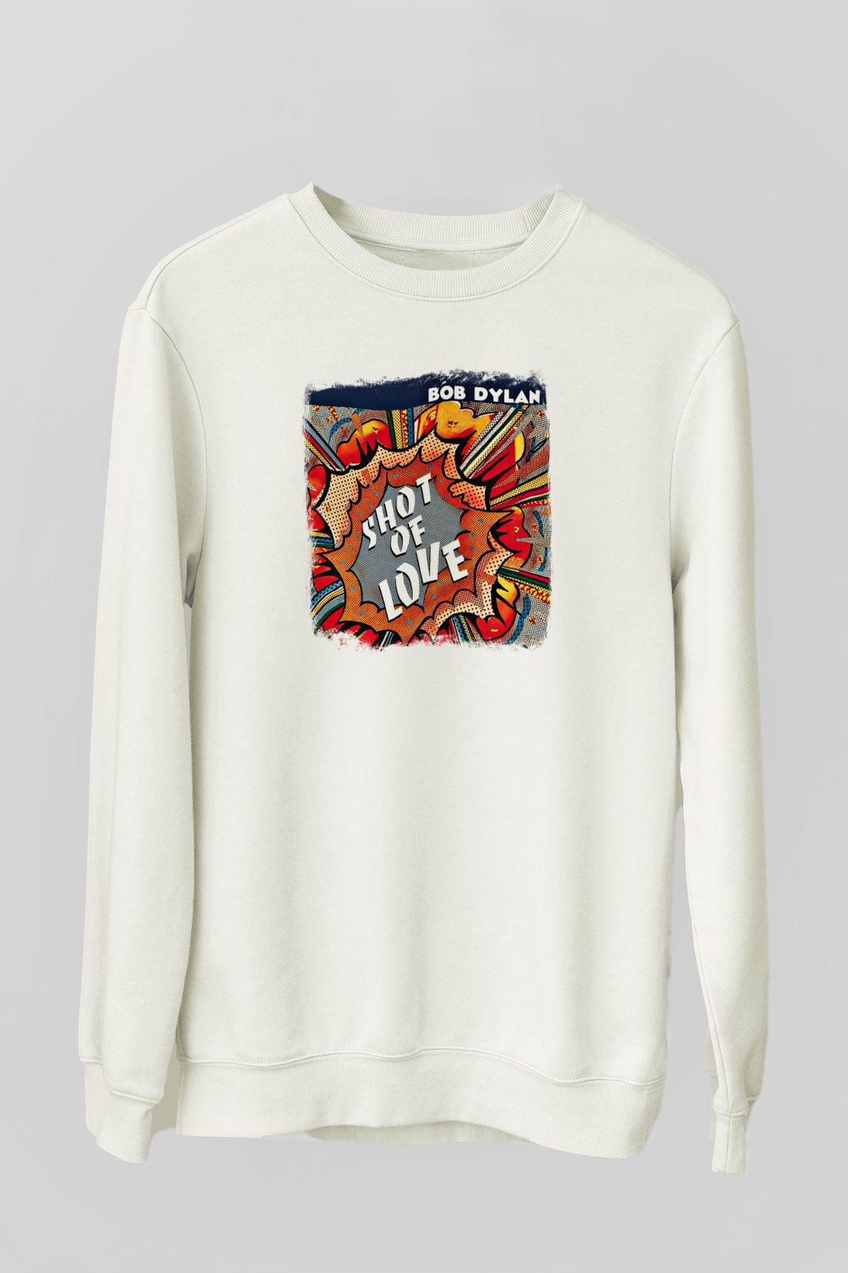 Bob Dylan Baskılı Unisex Beyaz Sweatshirt