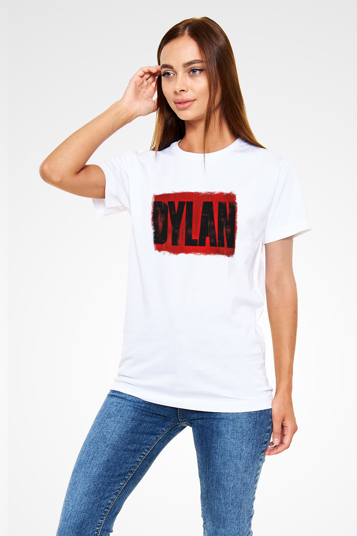 Bob Dylan Baskılı Unisex Beyaz Tişört