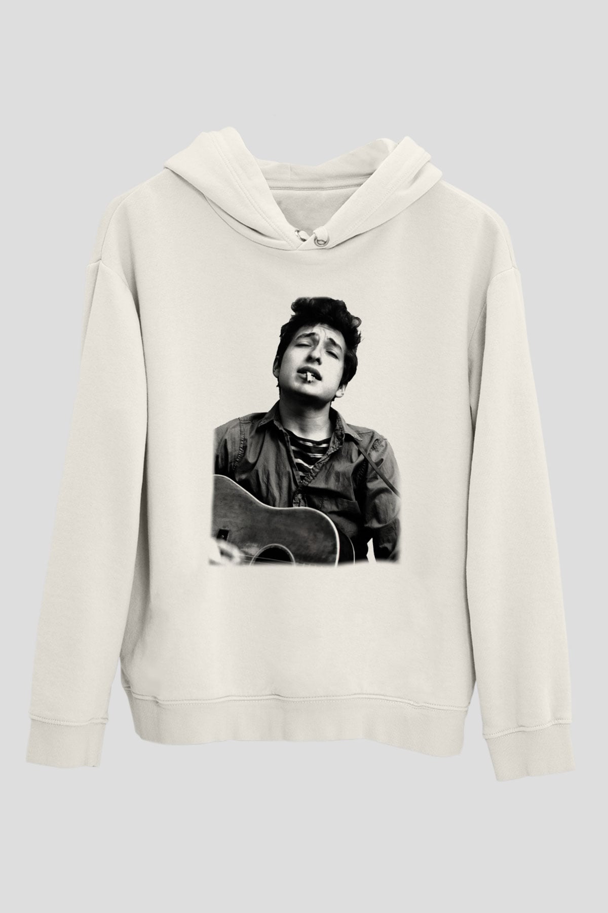 Bob Dylan Beyaz Unisex Kapşonlu Sweatshirt