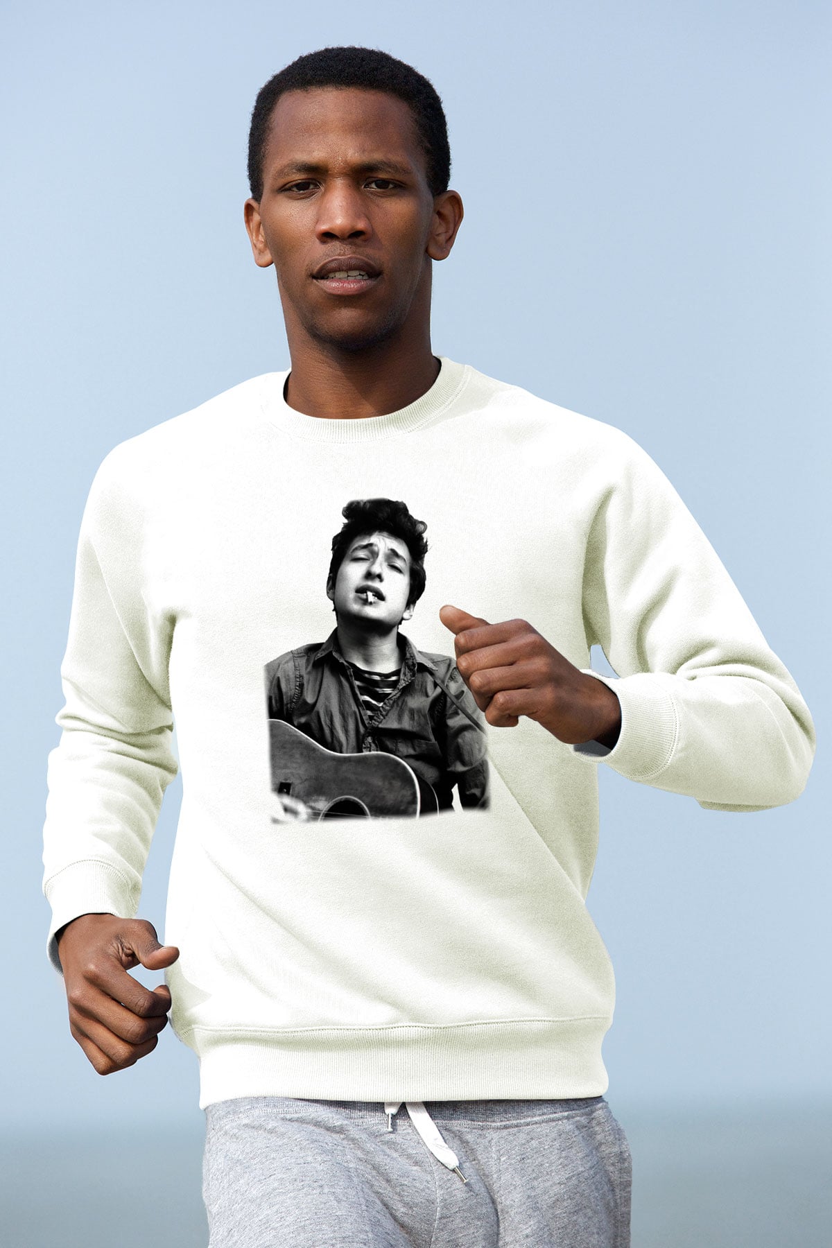 Bob Dylan Beyaz Unisex Sweatshirt