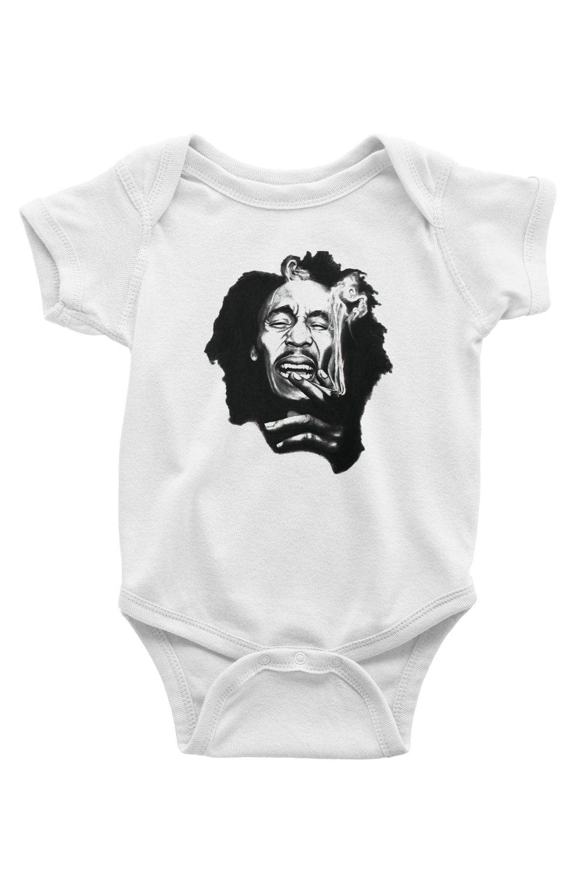 Bob Marley Baskılı Beyaz Unisex Bebek Body - Zıbın
