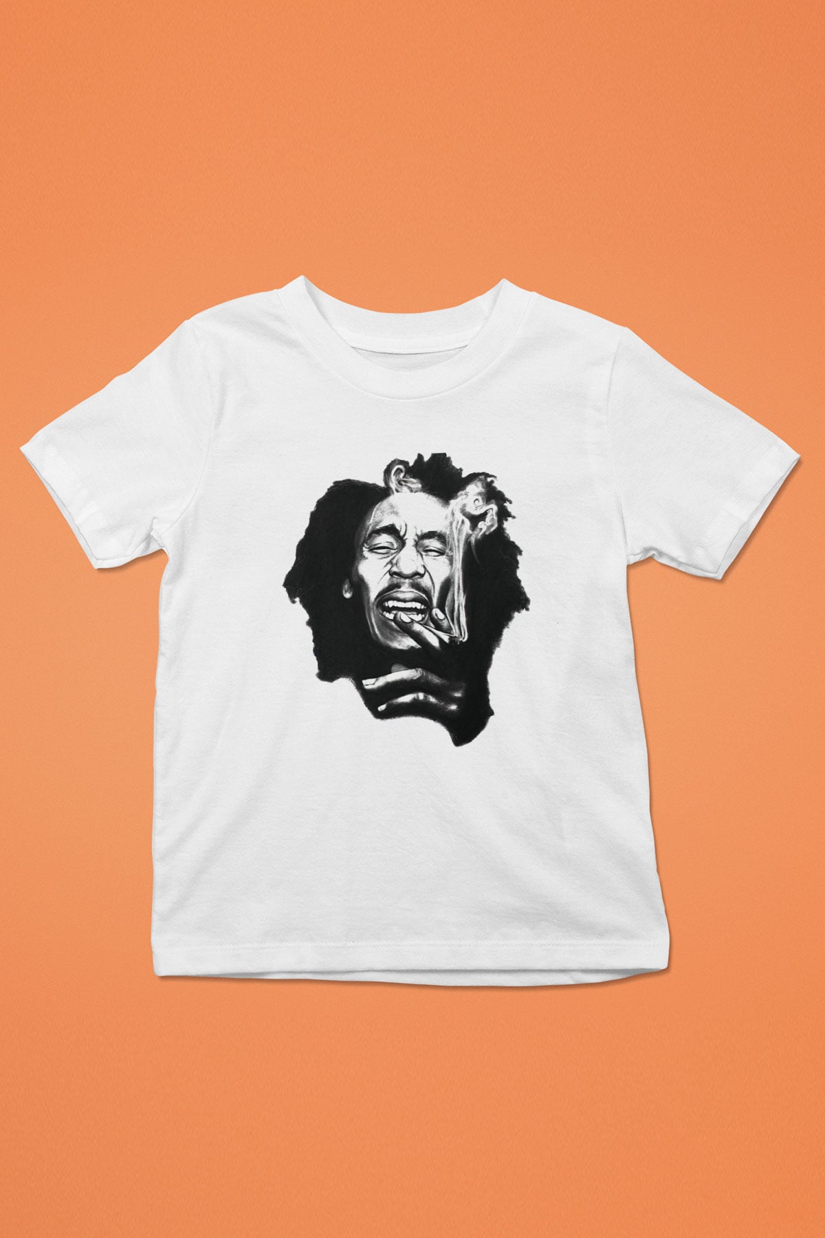 Bob Marley Baskılı Beyaz Unisex Çocuk Tişört