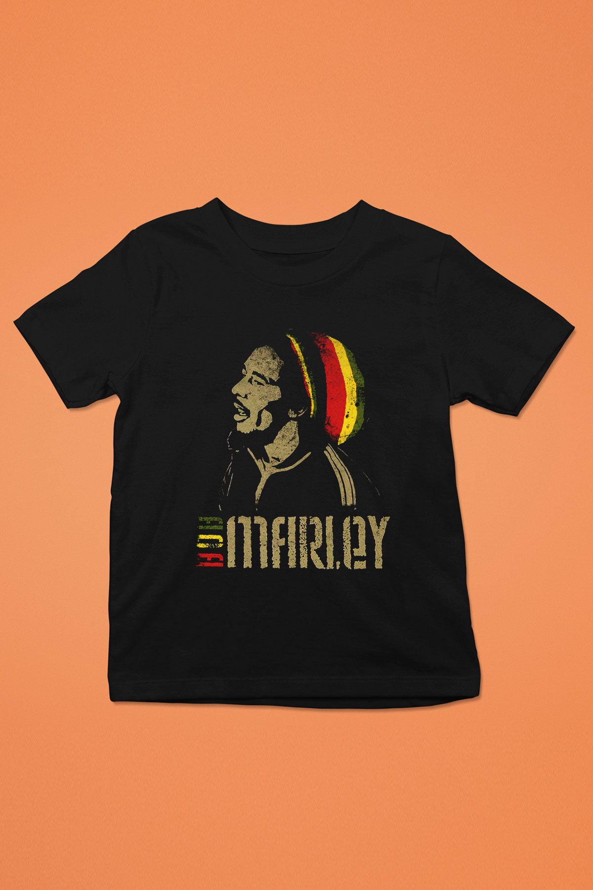 Bob Marley Baskılı Siyah Unisex Çocuk Tişört