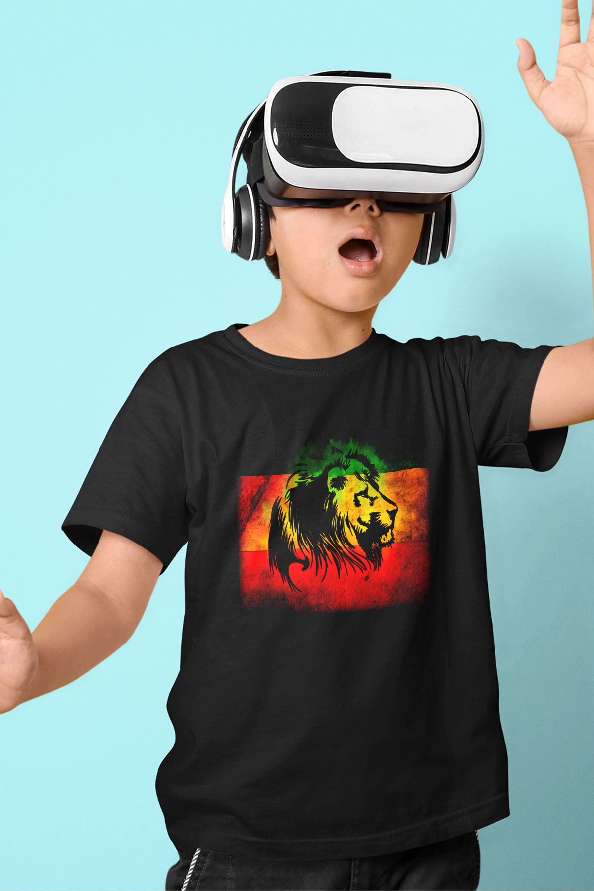 Bob Marley Baskılı Siyah Unisex Çocuk Tişört