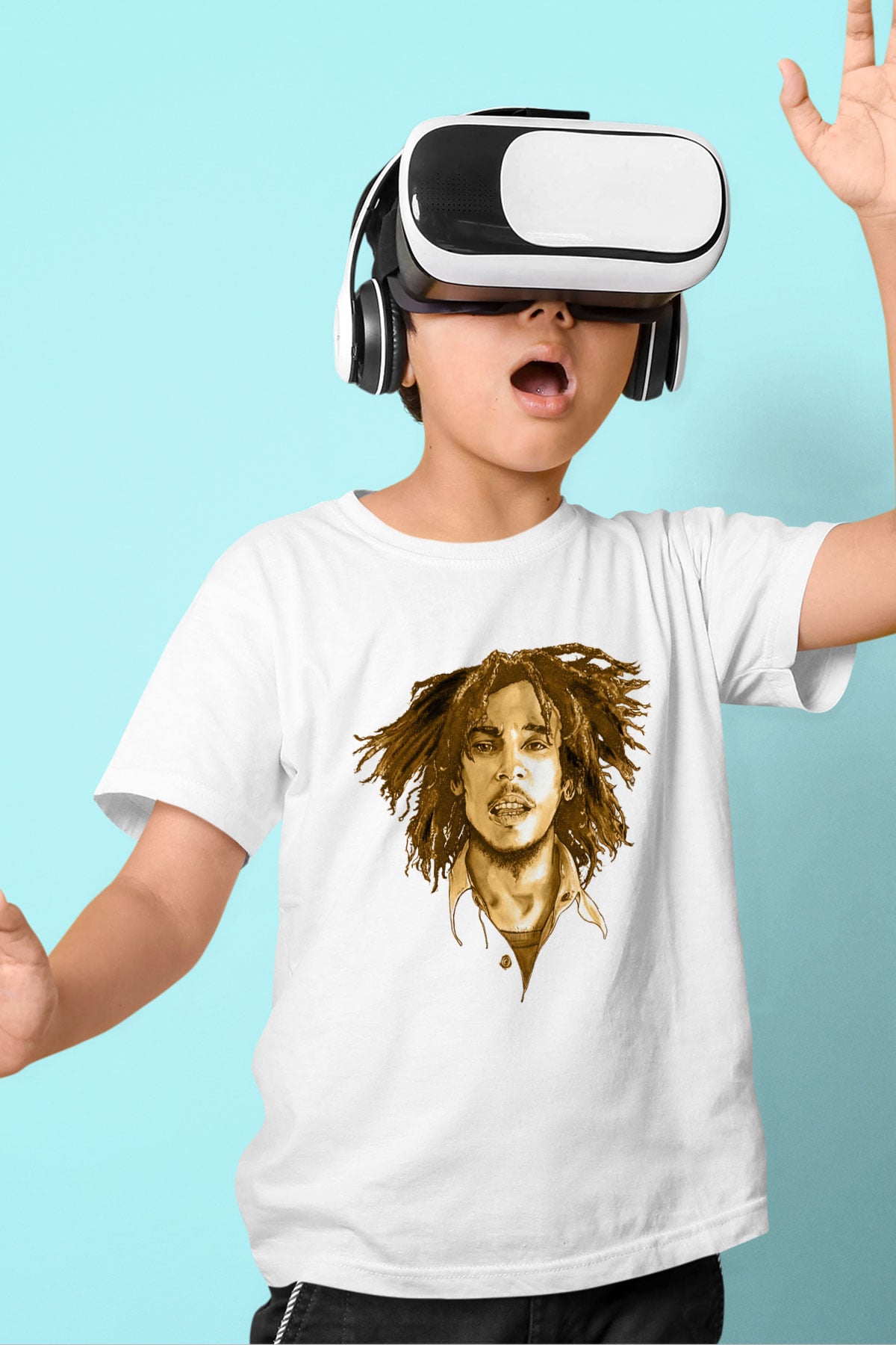 Bob Marley Beyaz Unisex Çocuk Tişört