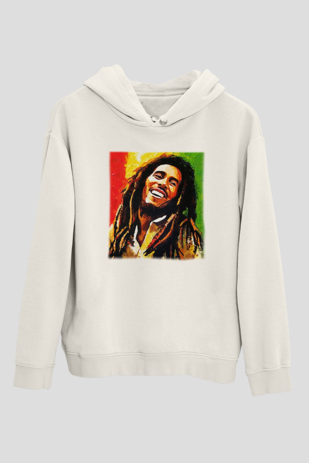 Bob Marley Beyaz Unisex Kapşonlu Sweatshirt