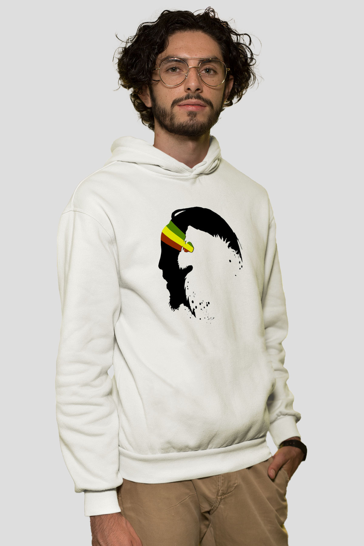 Bob Marley Beyaz Unisex Kapşonlu Sweatshirt