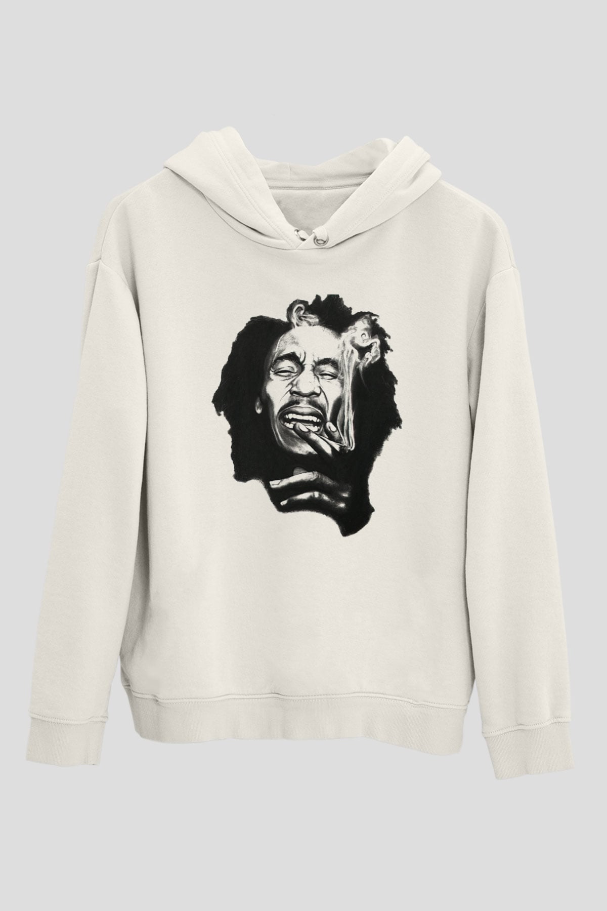Bob Marley Beyaz Unisex Kapşonlu Sweatshirt
