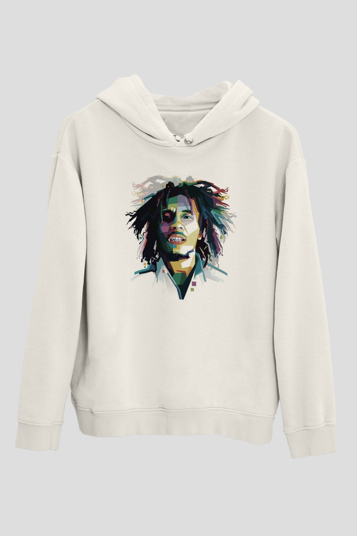 Bob Marley Beyaz Unisex Kapüşonlu Sweatshirt