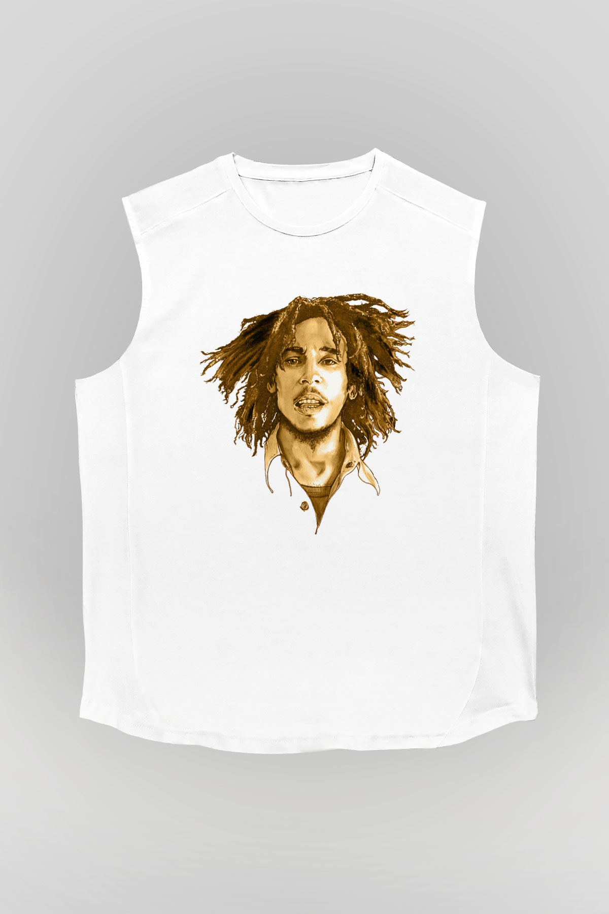 Bob Marley Beyaz Unisex Kolsuz Tişört