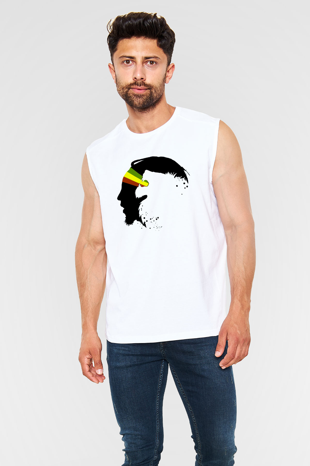 Bob Marley Beyaz Unisex Kolsuz Tişört