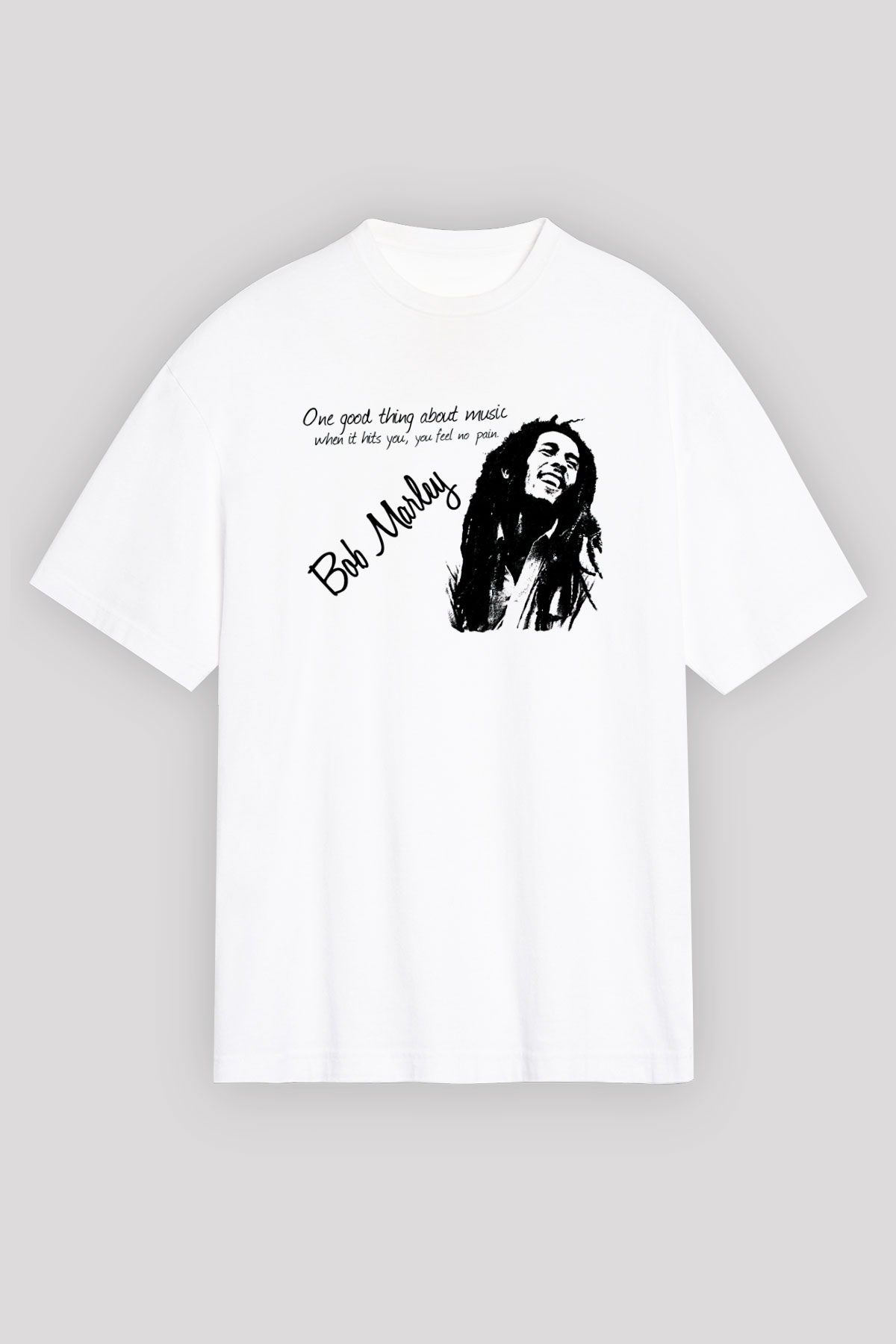 Bob Marley Beyaz Unisex Oversize Tişört T-Shirt