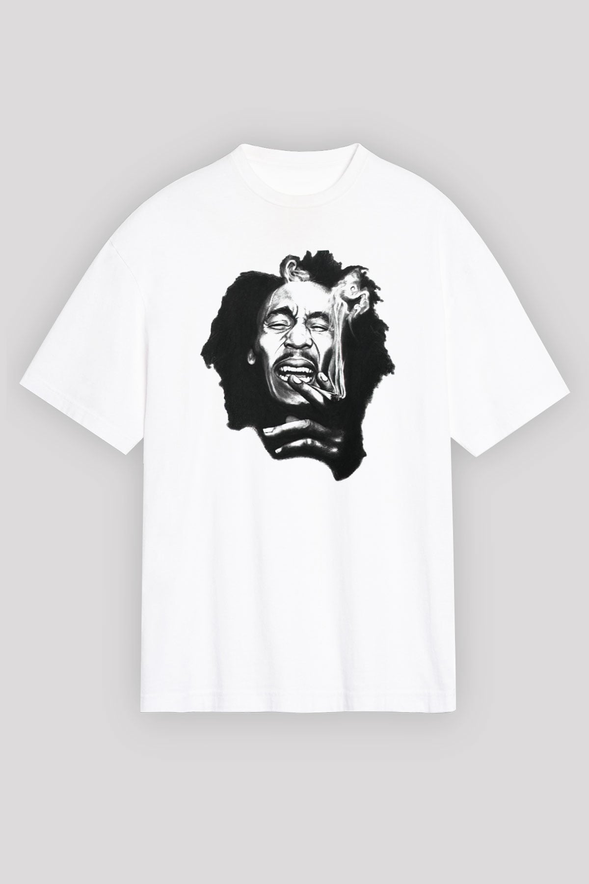 Bob Marley Beyaz Unisex Oversize Tişört T-Shirt