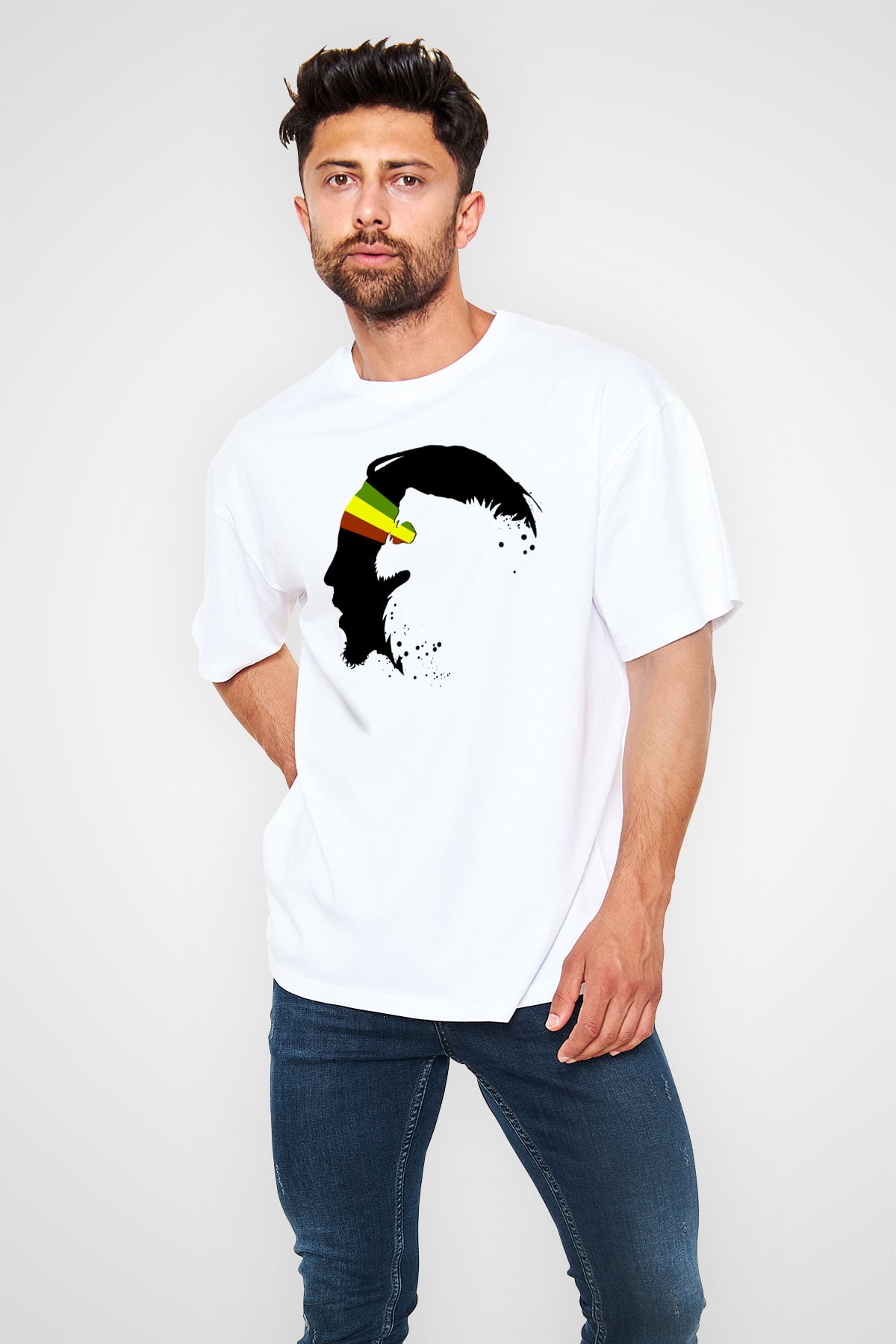 Bob Marley Beyaz Unisex Oversize Tişört T-Shirt