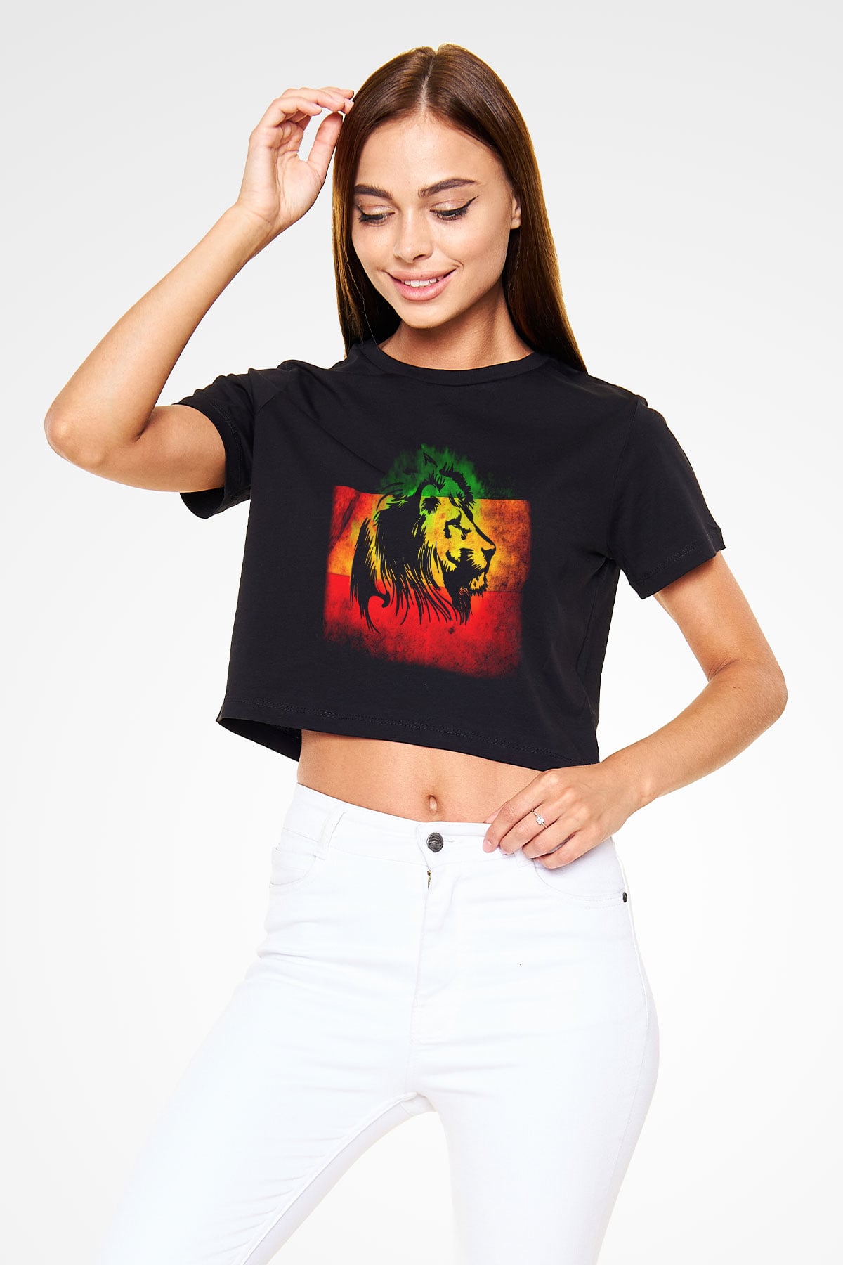 Bob Marley Siyah Crop Top Tişört