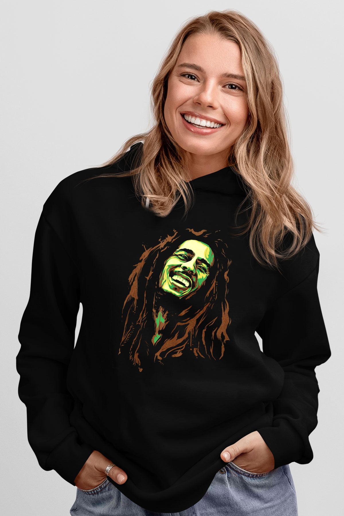 Bob Marley Siyah Unisex Hoodie