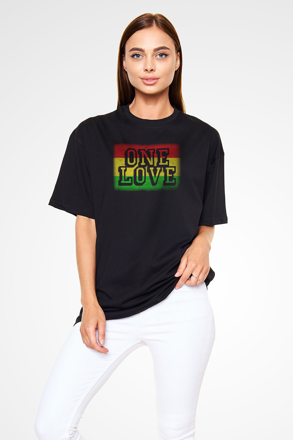 Bob Marley Siyah Unisex Oversize Tişört T-Shirt