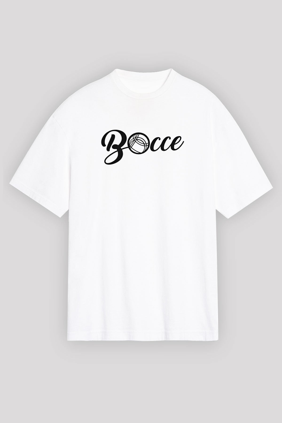 Bocce Baskılı Unisex Beyaz Oversize Tişört - Tshirt