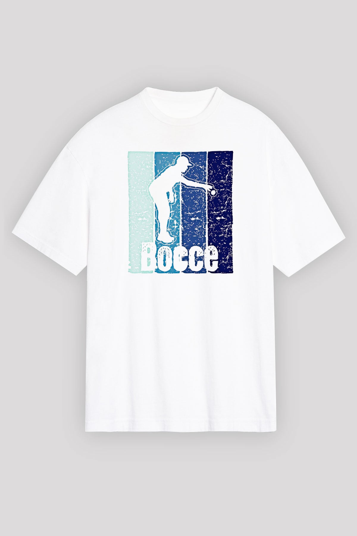 Bocce Baskılı Unisex Beyaz Oversize Tişört - Tshirt