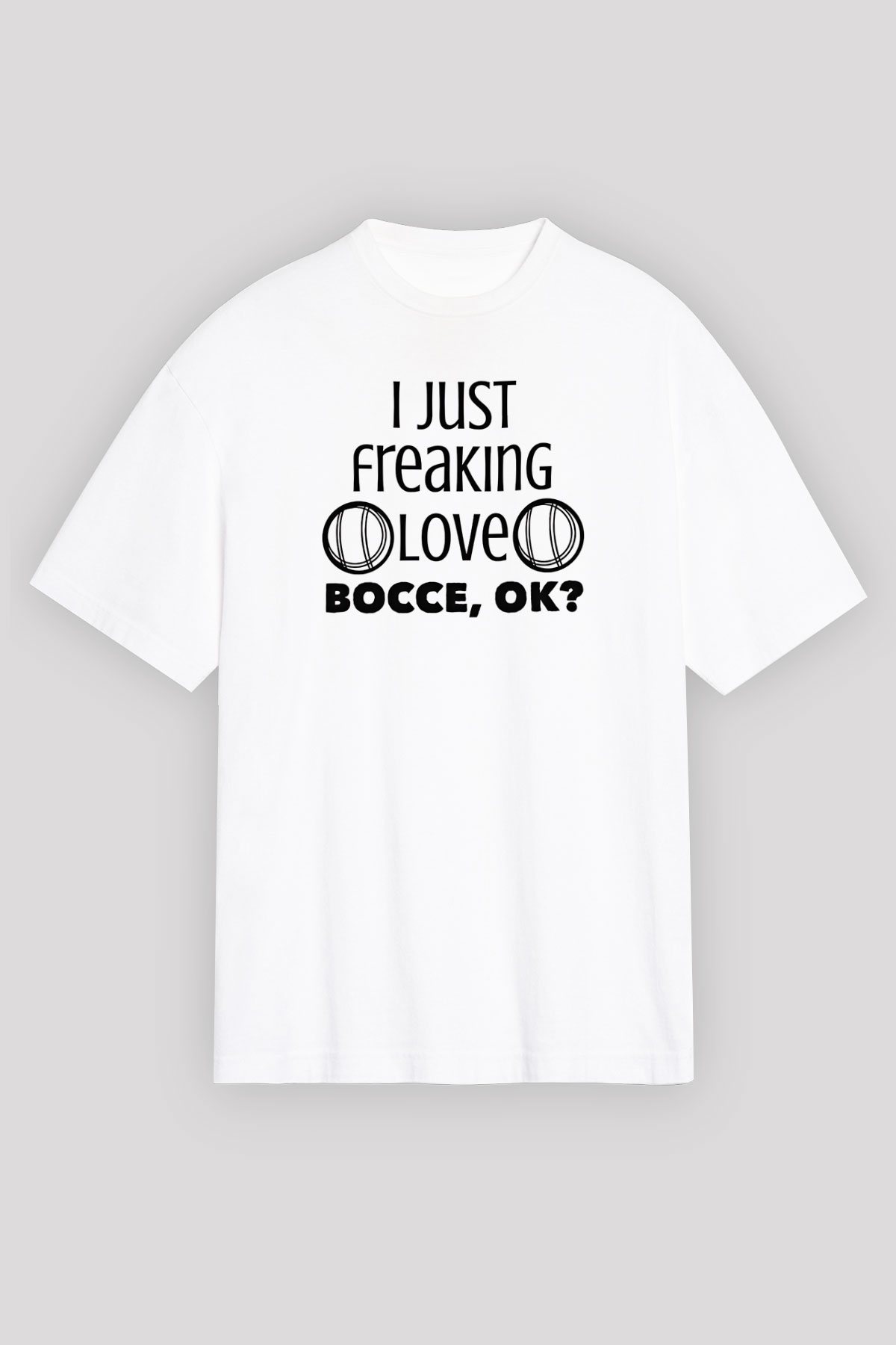 Bocce Baskılı Unisex Beyaz Oversize Tişört - Tshirt