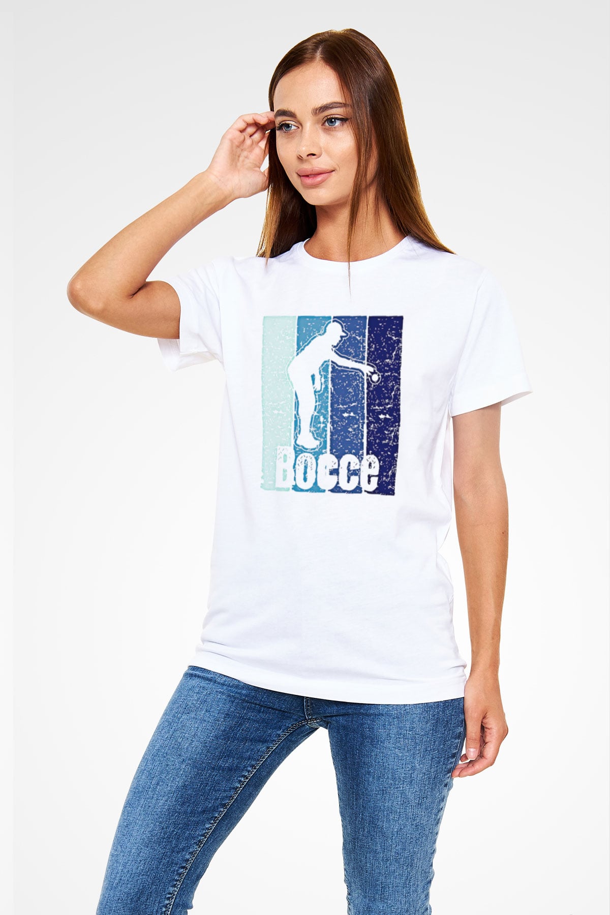 Bocce Baskılı Unisex Beyaz Tişört - Tshirt