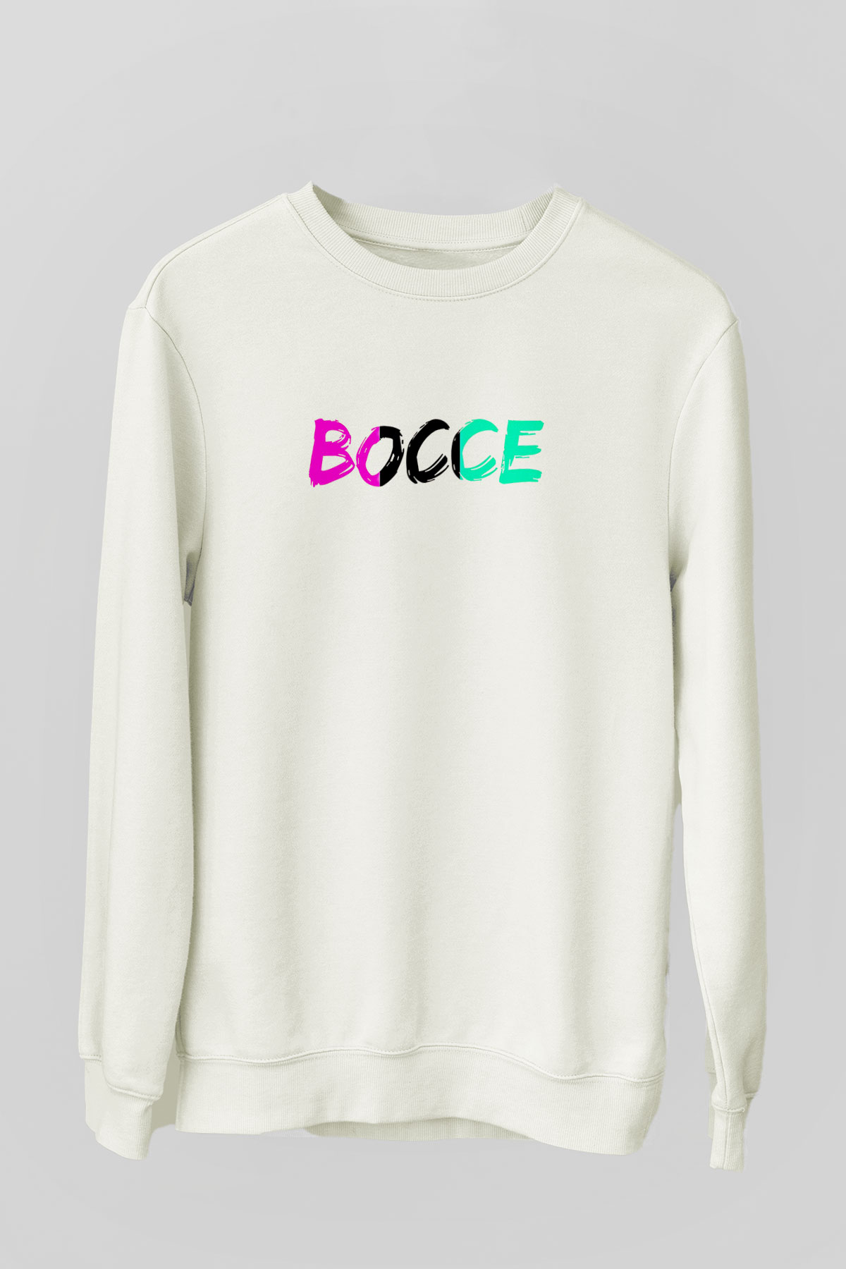 Bocce Baskılı Unisex Ekru Sweatshirt