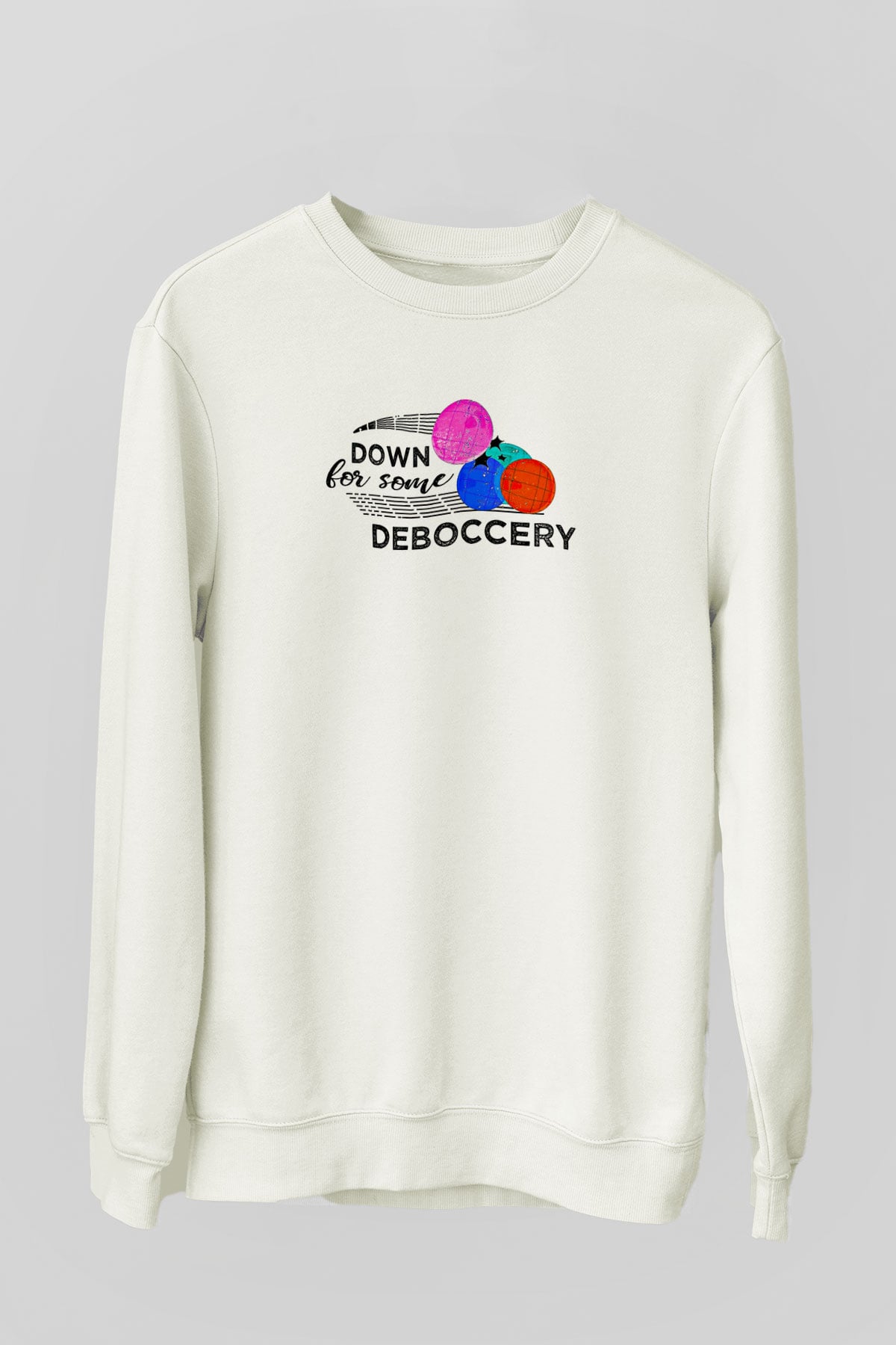 Bocce Baskılı Unisex Ekru Sweatshirt
