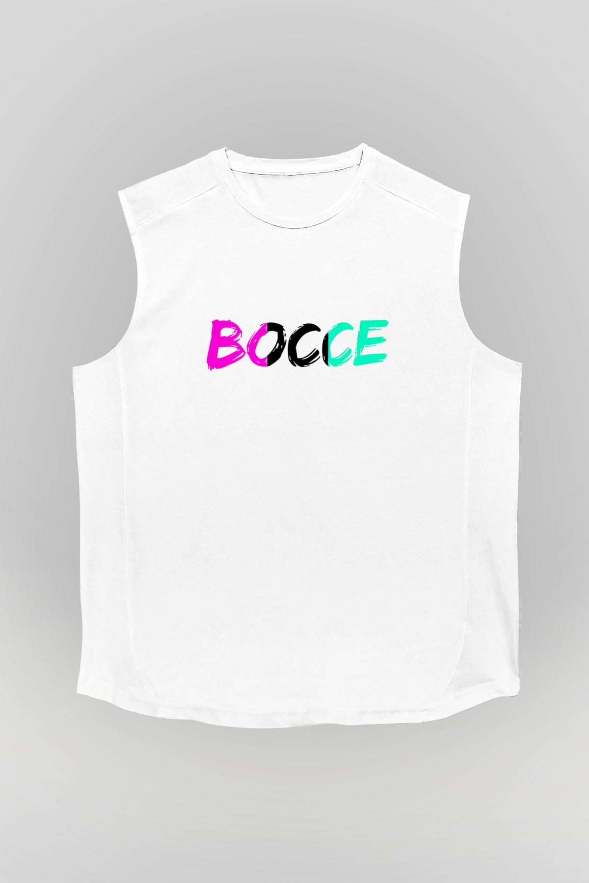 Bocce Baskılı Unisex Kolsuz Beyaz Tişört