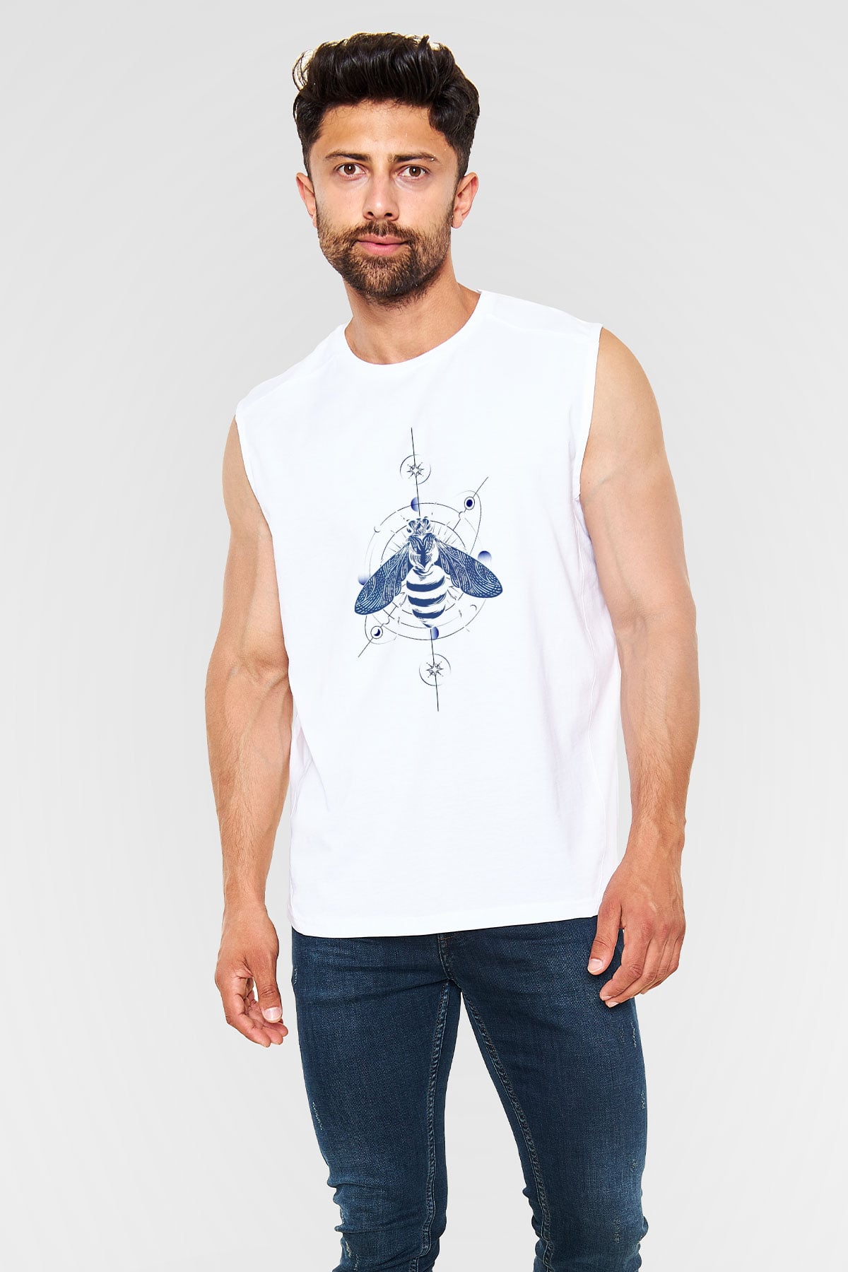 Böcekbilimci Beyaz Unisex Kolsuz Tişört