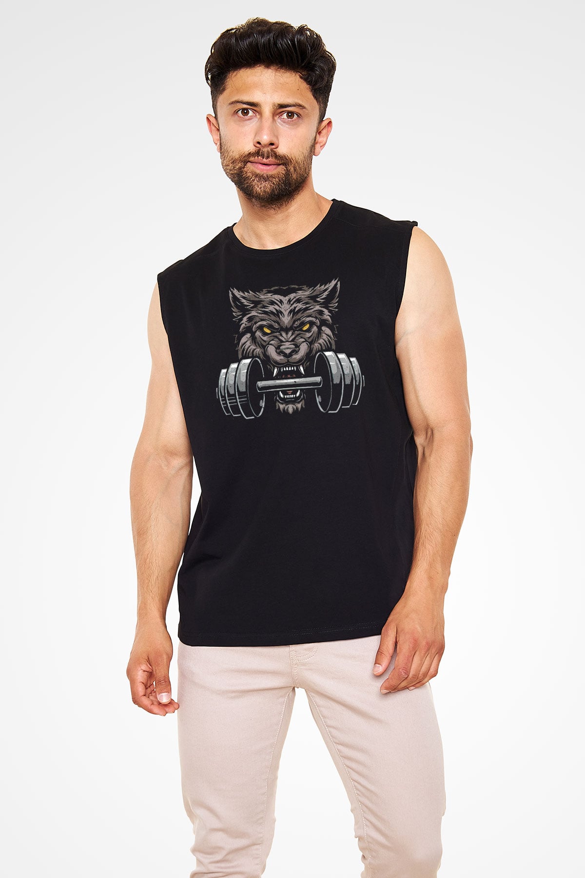 Bodybuilding Kurt Baskılı Unisex Siyah  Kolsuz Tişört
