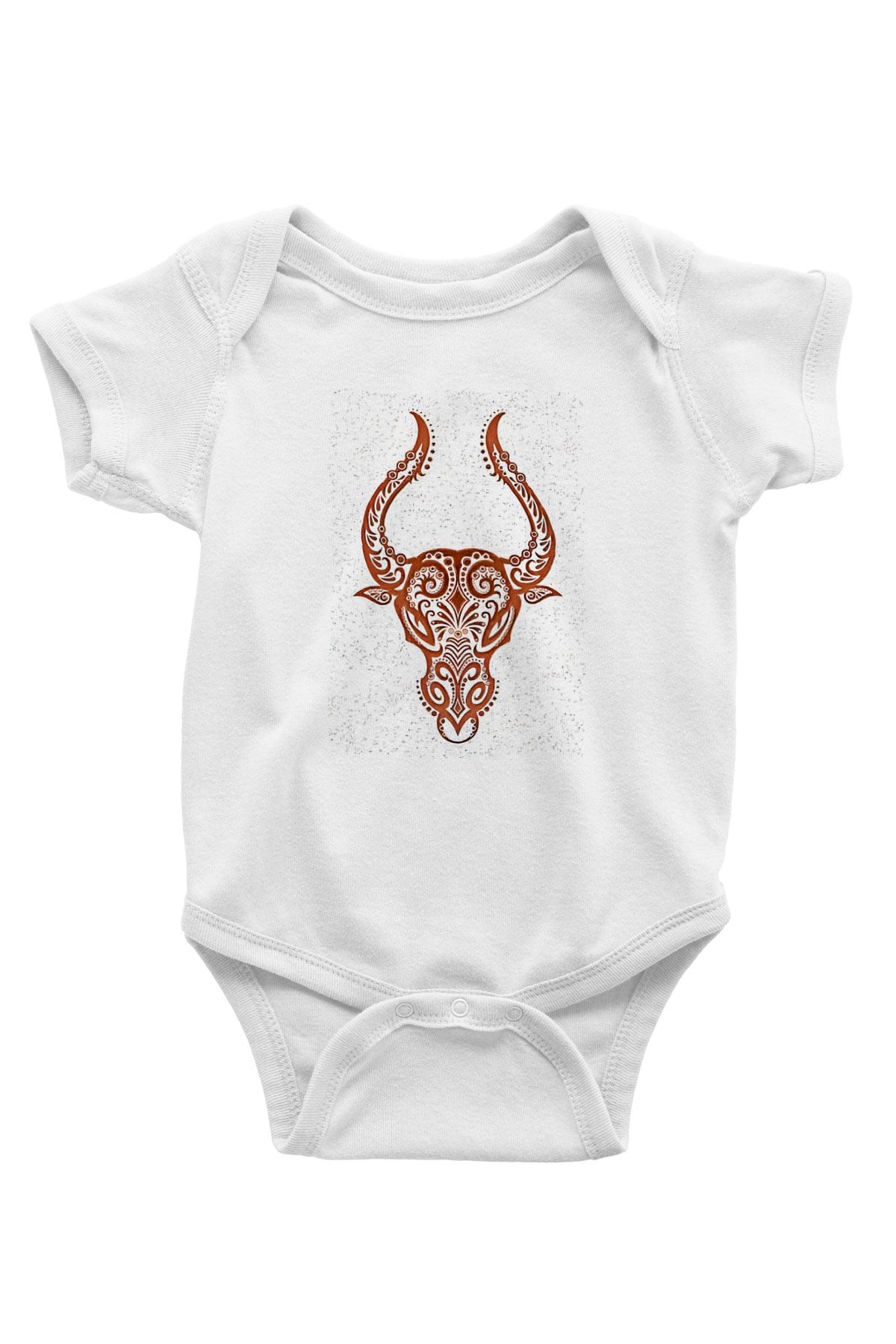 Boğa Burcu Baskılı Beyaz Unisex Bebek Body - Zıbın