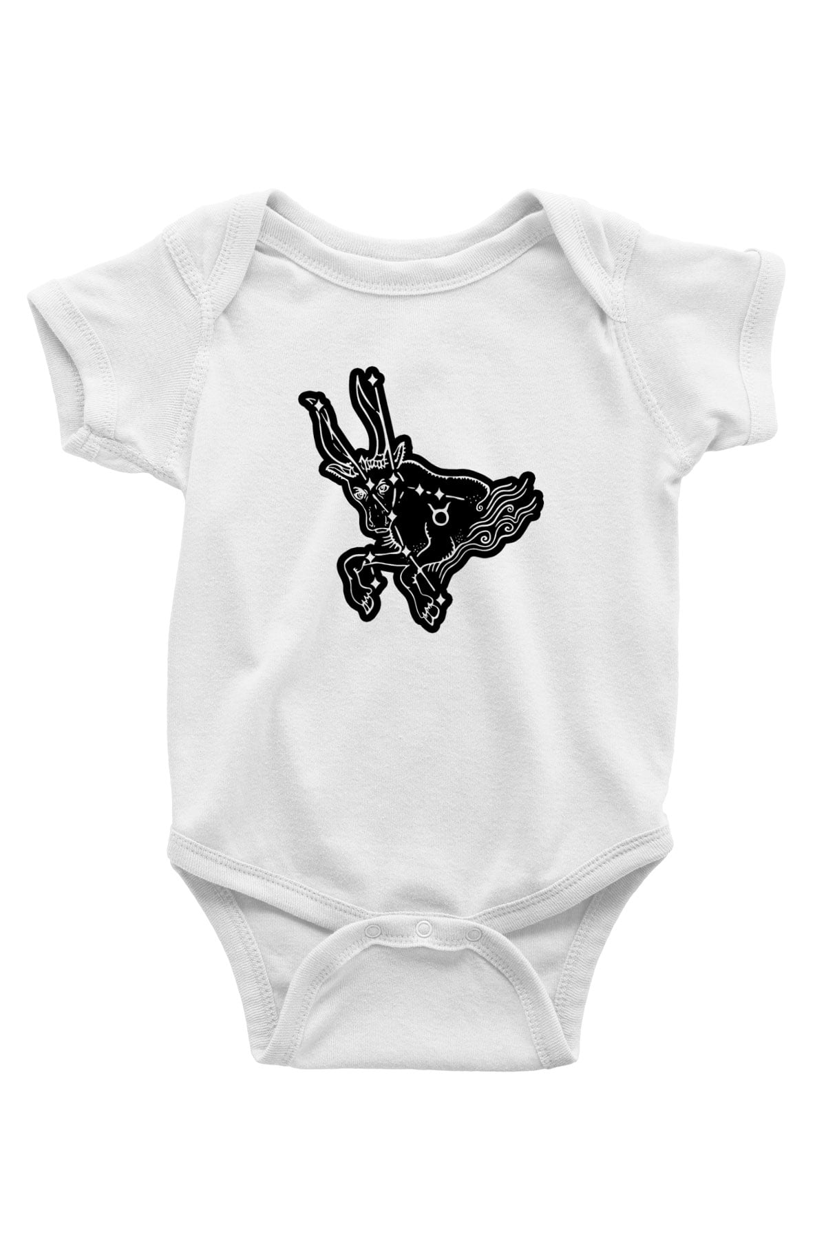 Boğa Burcu Baskılı Beyaz Unisex Bebek Body - Zıbın