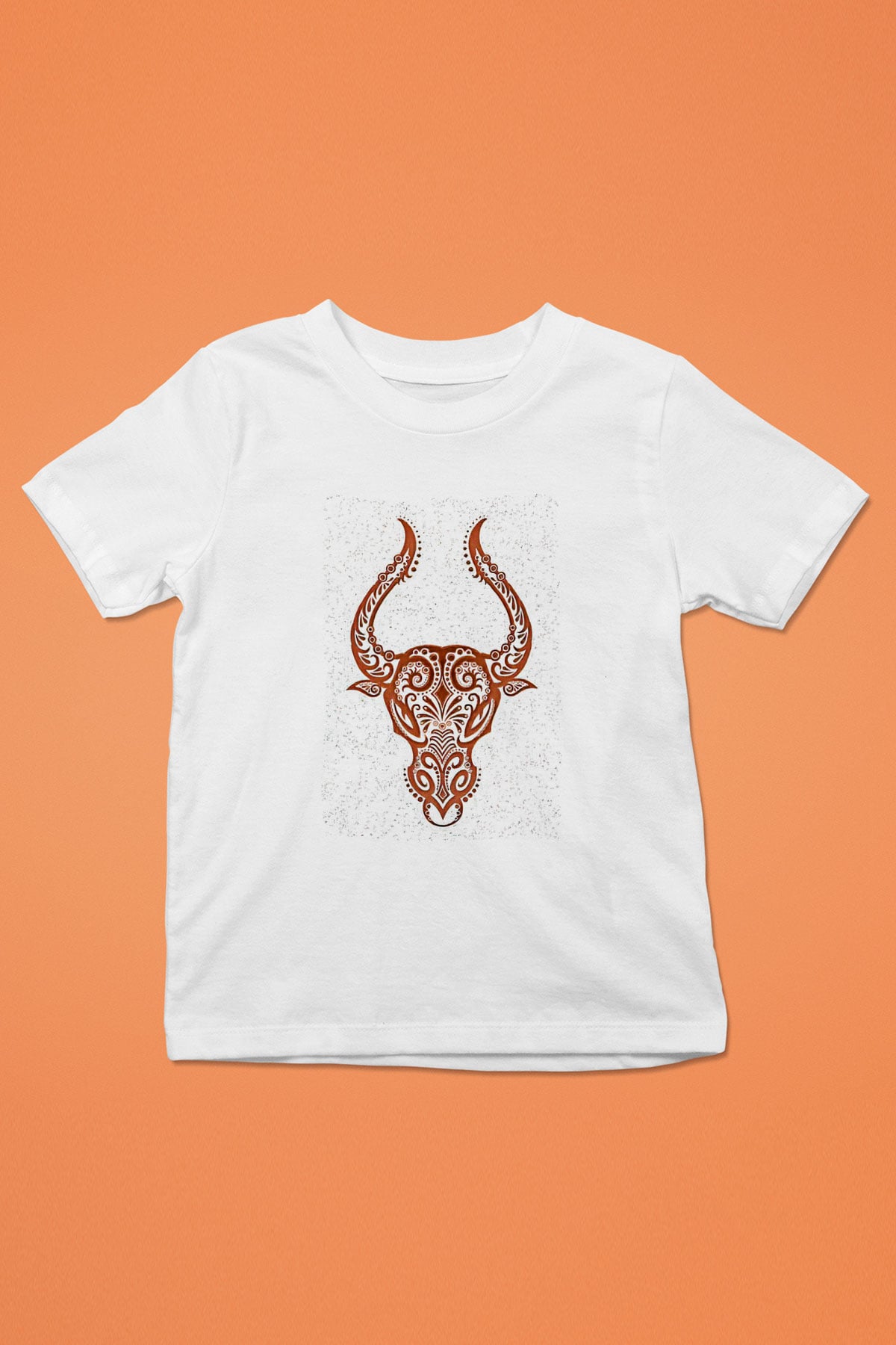 Boğa Burcu Baskılı Beyaz Unisex Beyaz Çocuk Tişört - Tshirt