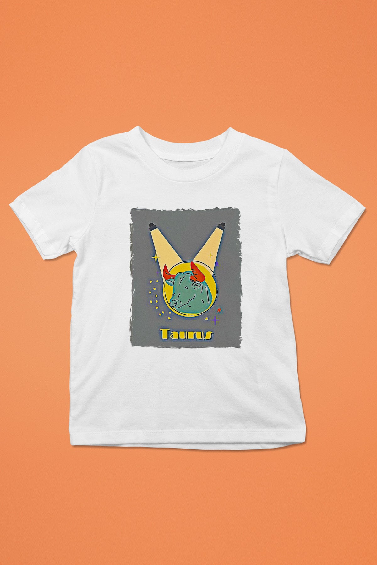 Boğa Burcu Baskılı Beyaz Unisex Beyaz Çocuk Tişört - Tshirt