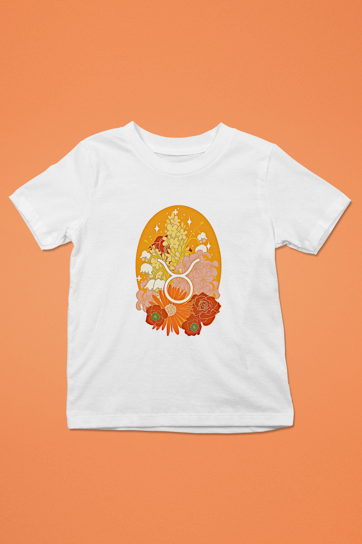 Boğa Burcu Baskılı Beyaz Unisex Beyaz Çocuk Tişört - Tshirt