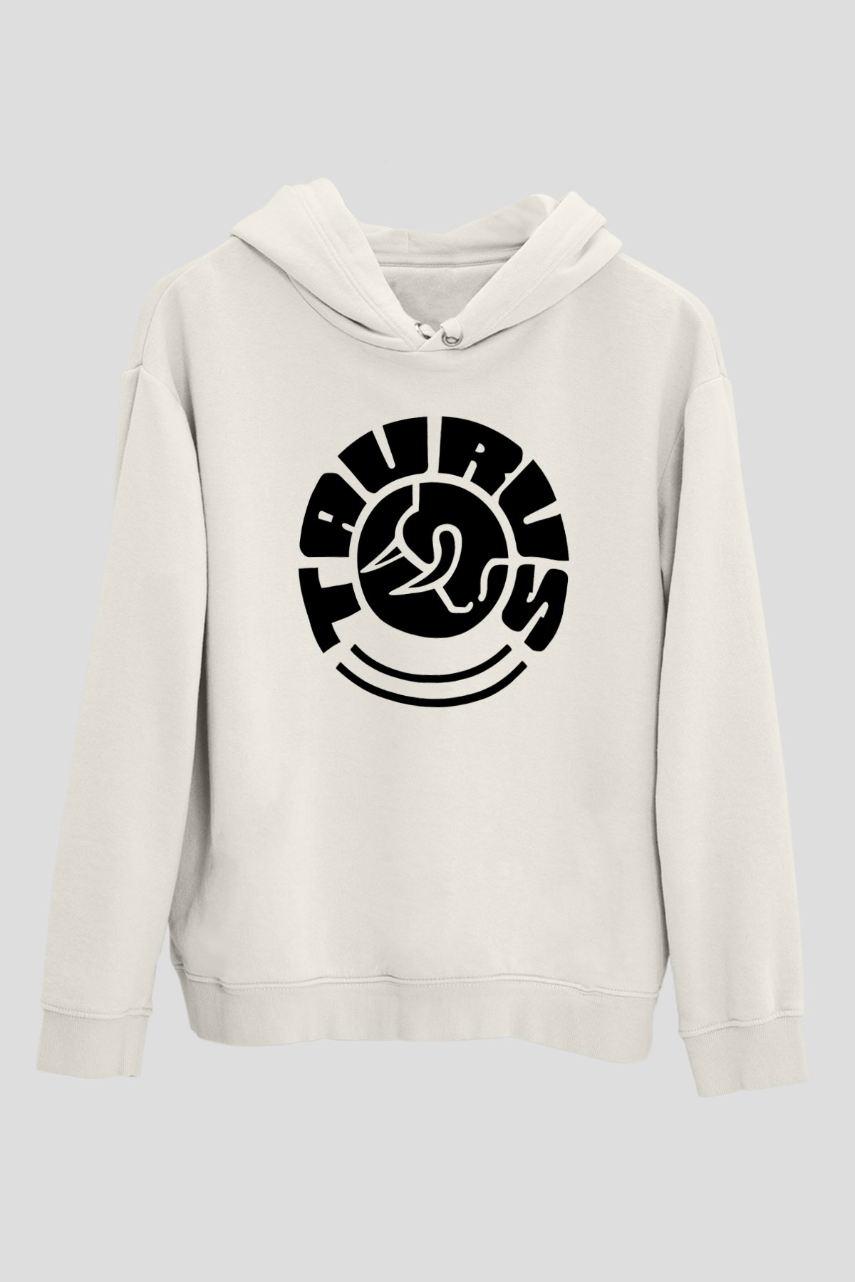 Boğa Burcu Baskılı Beyaz Unisex Hoodie