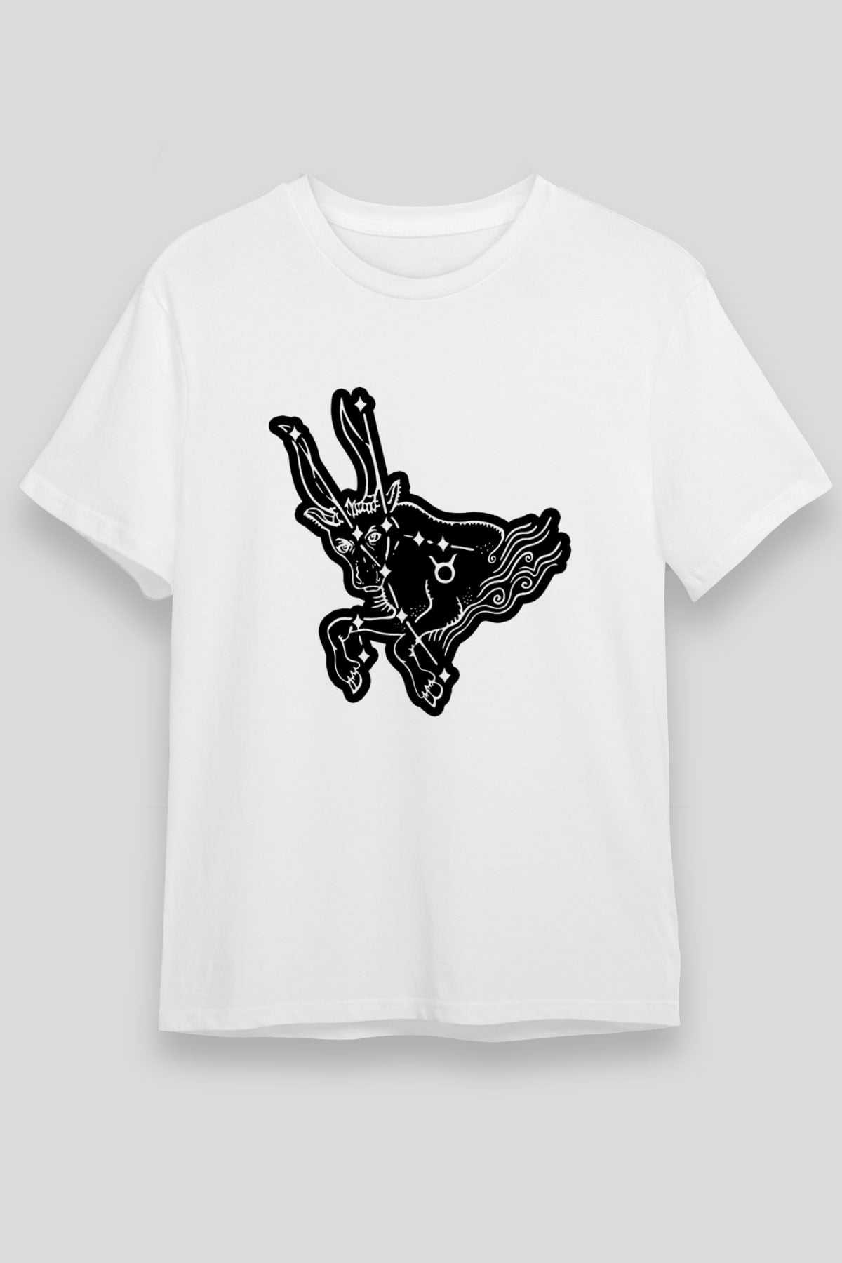 Boğa Burcu Unisex Baskılı Beyaz Tişört - Tshirt